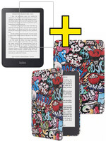 LUQ LUQ Kobo Clara 2E Hoesje Trifold Met Screenprotector - Graffity