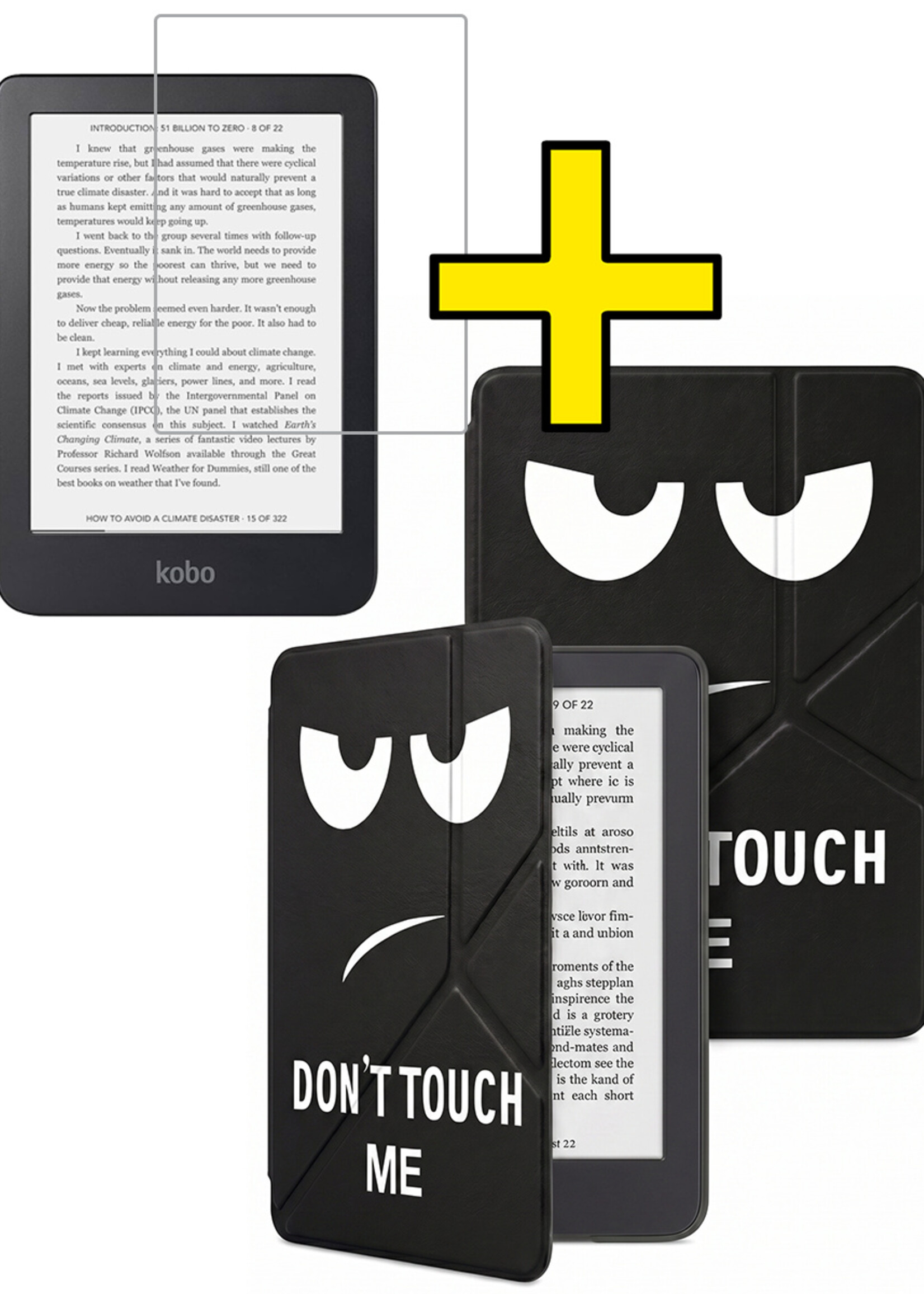 LUQ LUQ Kobo Clara 2E Hoesje Trifold Met Screenprotector - Touch
