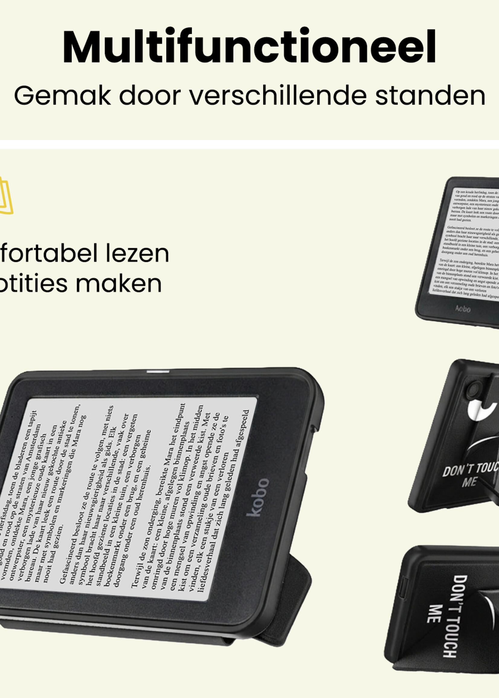 LUQ LUQ Kobo Clara 2E Hoesje Trifold Met Screenprotector - Touch