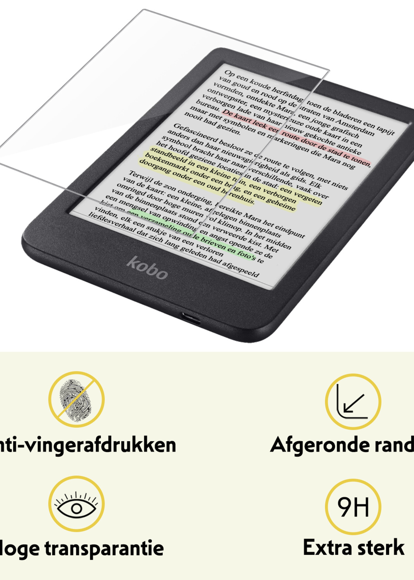 LUQ LUQ Kobo Clara 2E Hoesje Trifold Met Screenprotector - Touch