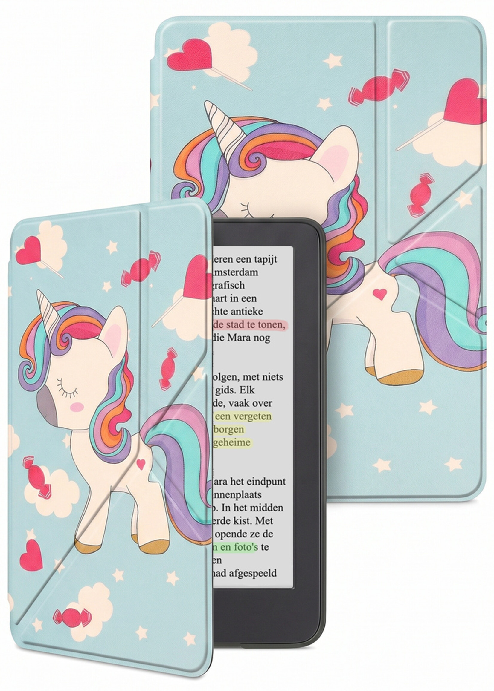 LUQ LUQ Kobo Clara Colour Hoesje Trifold - Eenhoorn