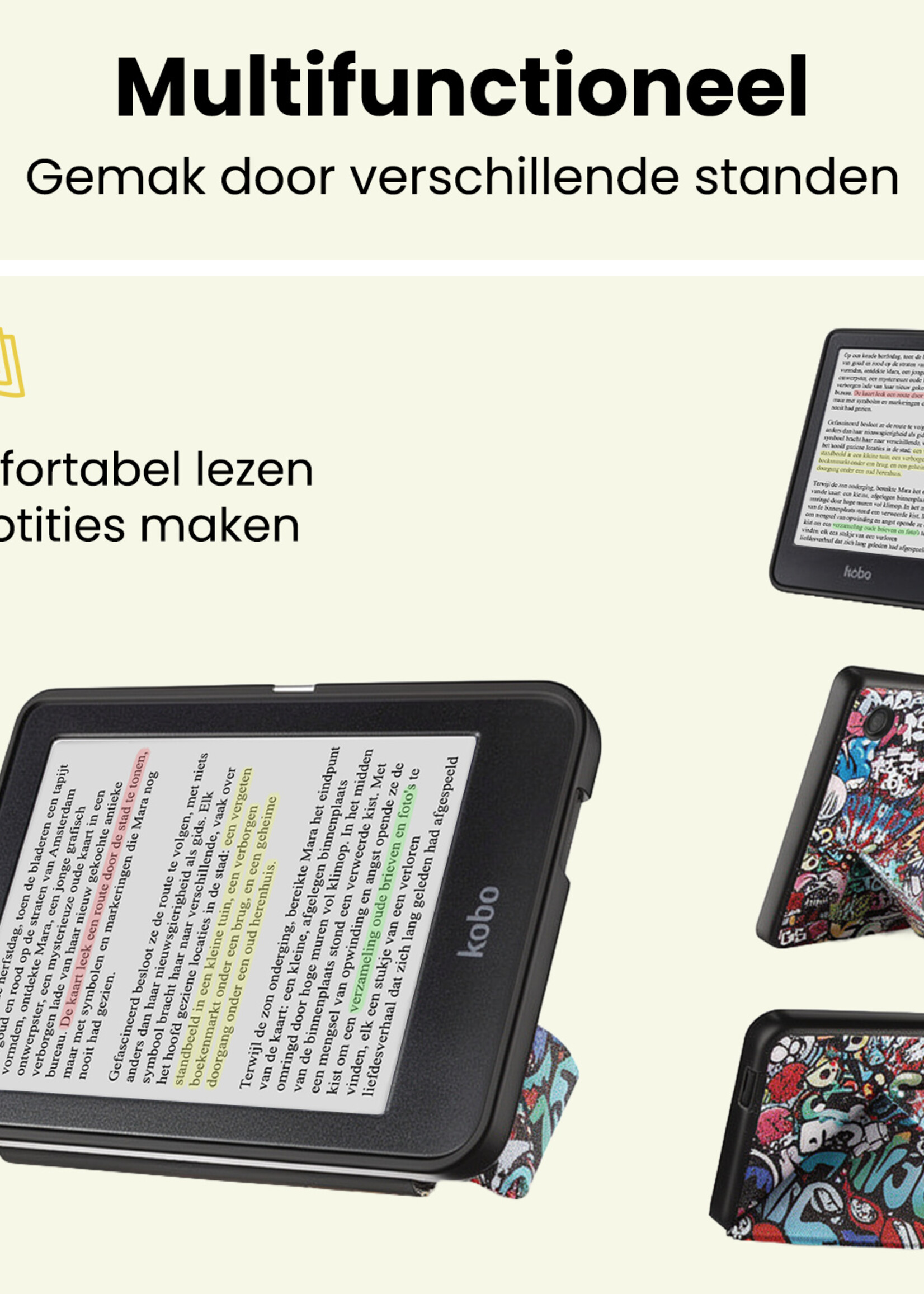 LUQ LUQ Kobo Clara Colour Hoesje Trifold - Graffity