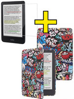 LUQ LUQ Kobo Clara BW Hoesje Trifold Met Screenprotector - Graffity
