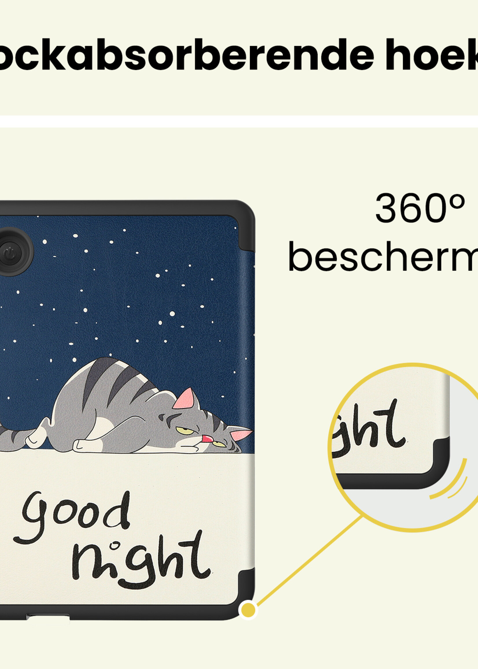 LUQ LUQ Kobo Clara BW Hoesje Trifold Met Screenprotector - Kat