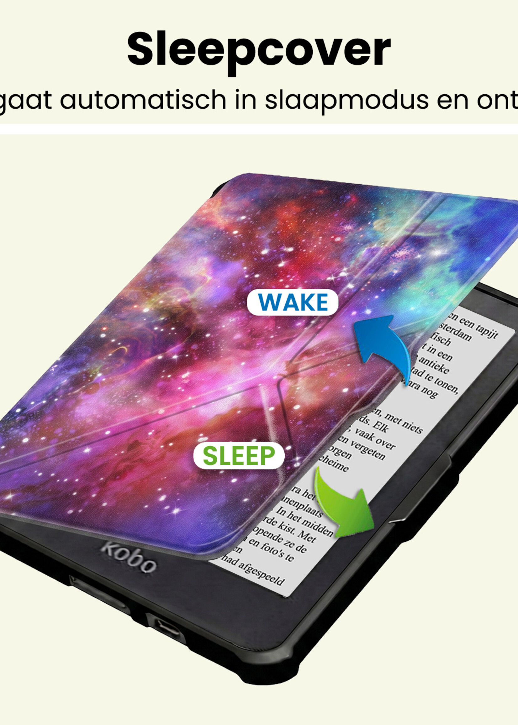 LUQ LUQ Kobo Clara HD Hoesje Trifold - Galaxy