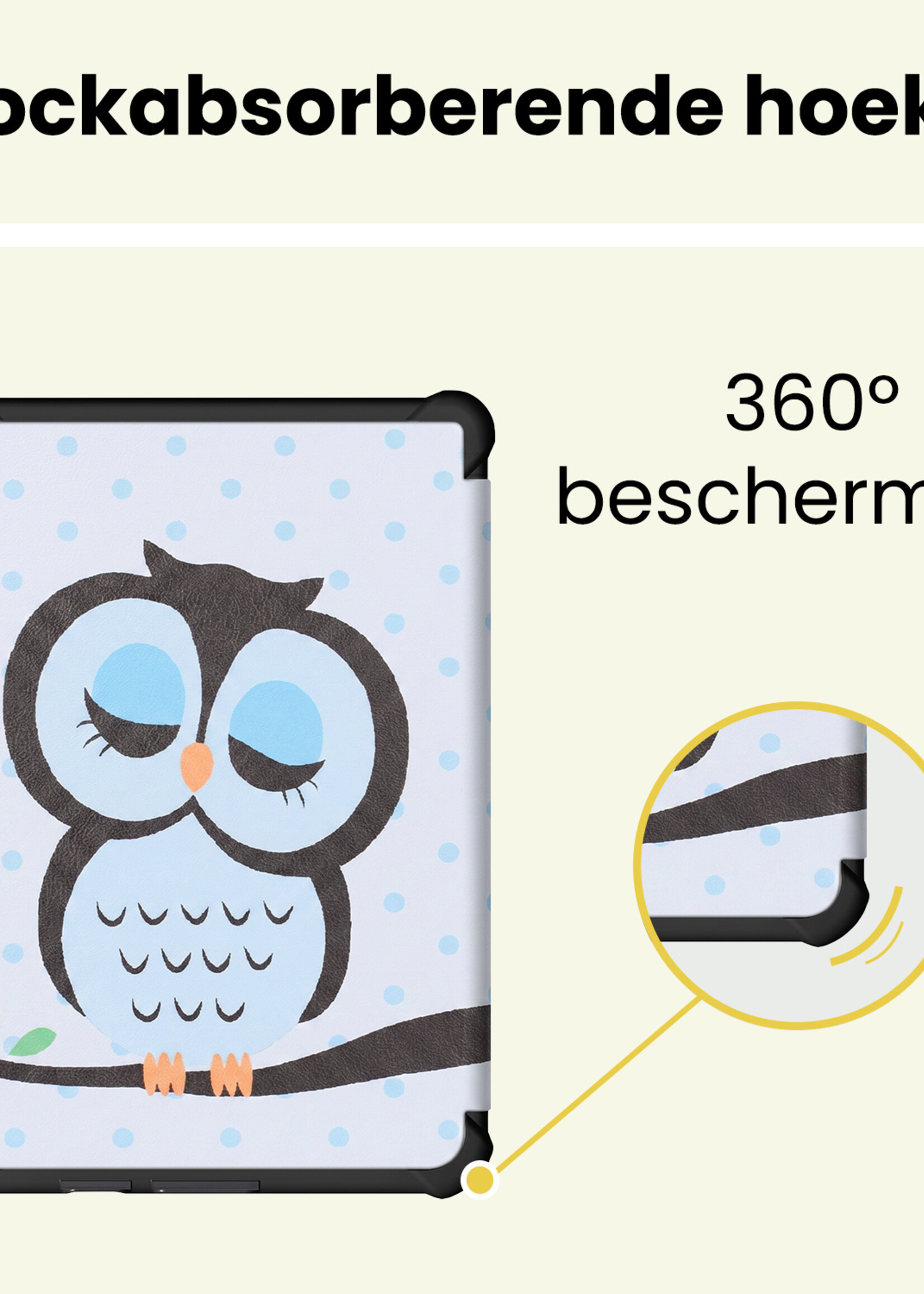 LUQ LUQ Kobo Clara HD Hoesje Trifold - Uil
