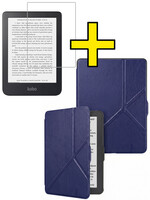 LUQ LUQ Kobo Clara HD Hoesje Trifold Met Screenprotector - Donkerblauw