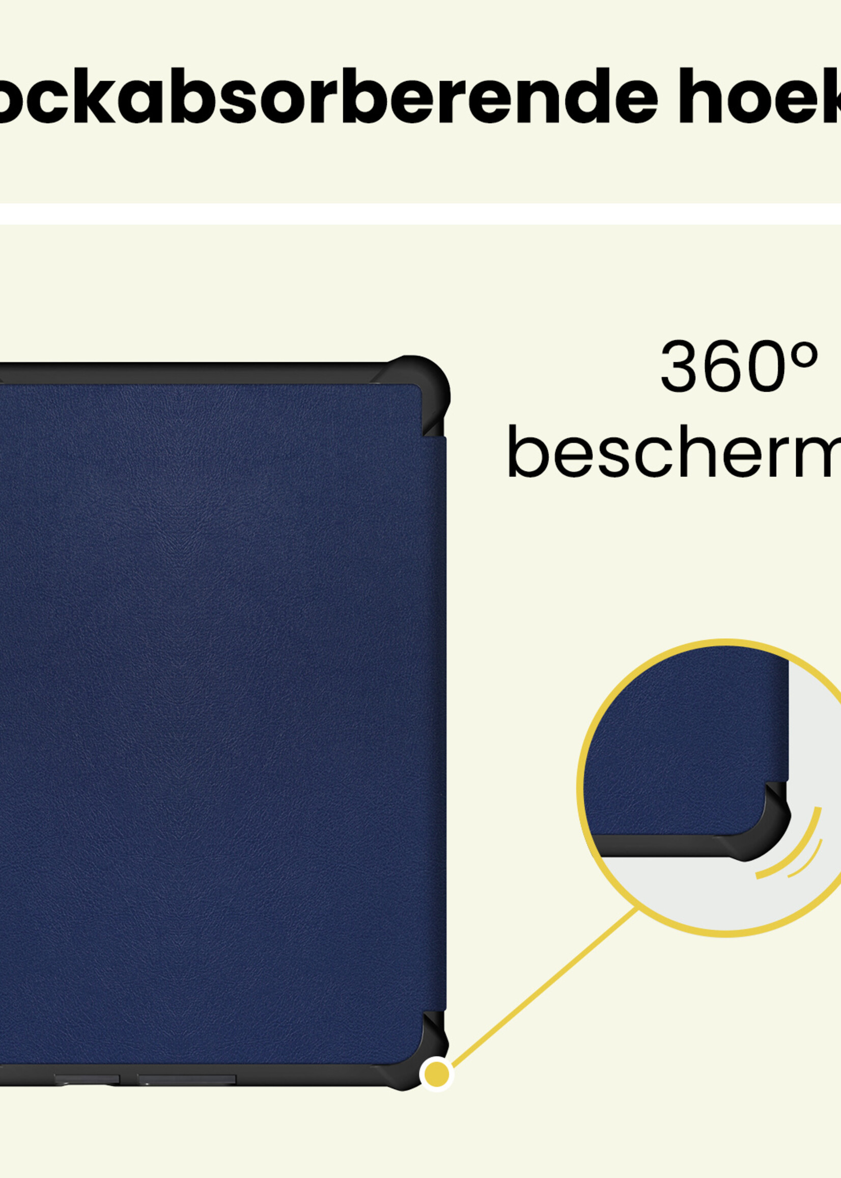 LUQ LUQ Kobo Clara HD Hoesje Trifold Met Screenprotector - Donkerblauw
