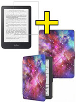 LUQ LUQ Kobo Clara HD Hoesje Trifold Met Screenprotector - Galaxy