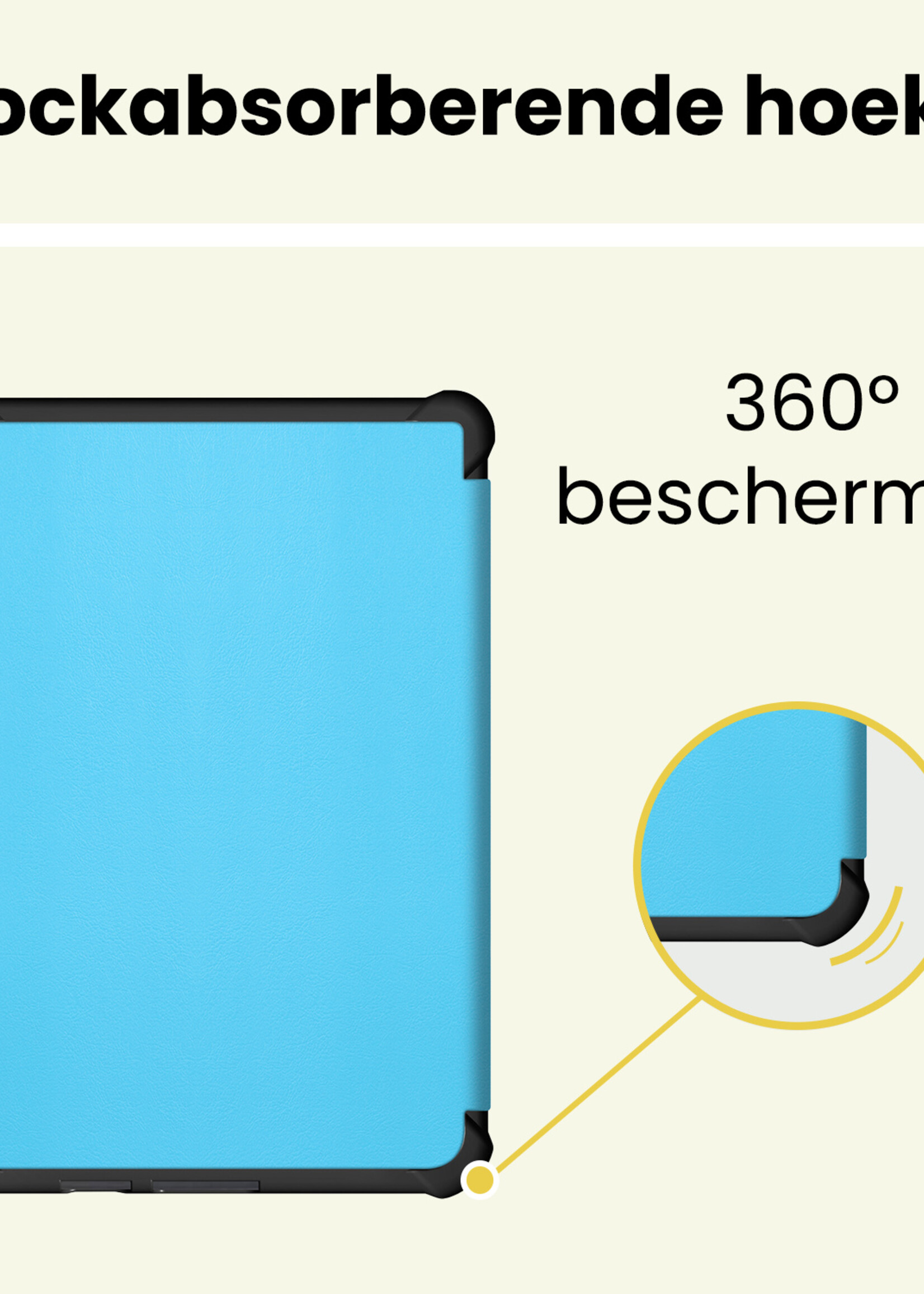 LUQ LUQ Kobo Clara HD Hoesje Trifold Met Screenprotector - Licht Blauw