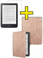 LUQ LUQ Kobo Clara HD Hoesje Trifold Met Screenprotector - Rose Goud