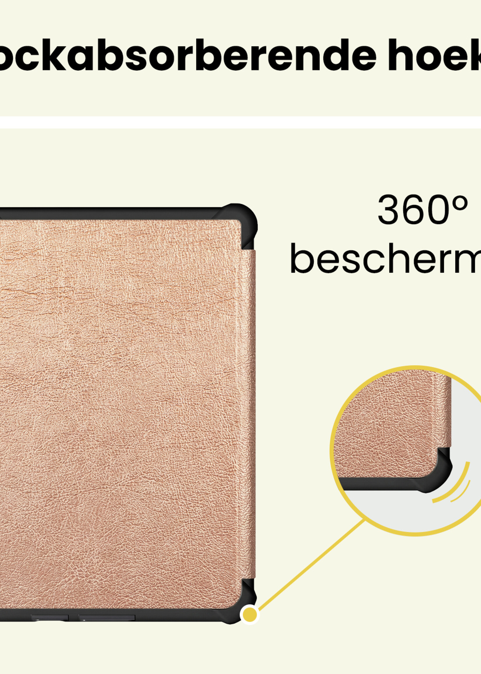 LUQ LUQ Kobo Clara HD Hoesje Trifold Met Screenprotector - Rose Goud