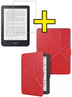 LUQ LUQ Kobo Clara HD Hoesje Trifold Met Screenprotector - Rood