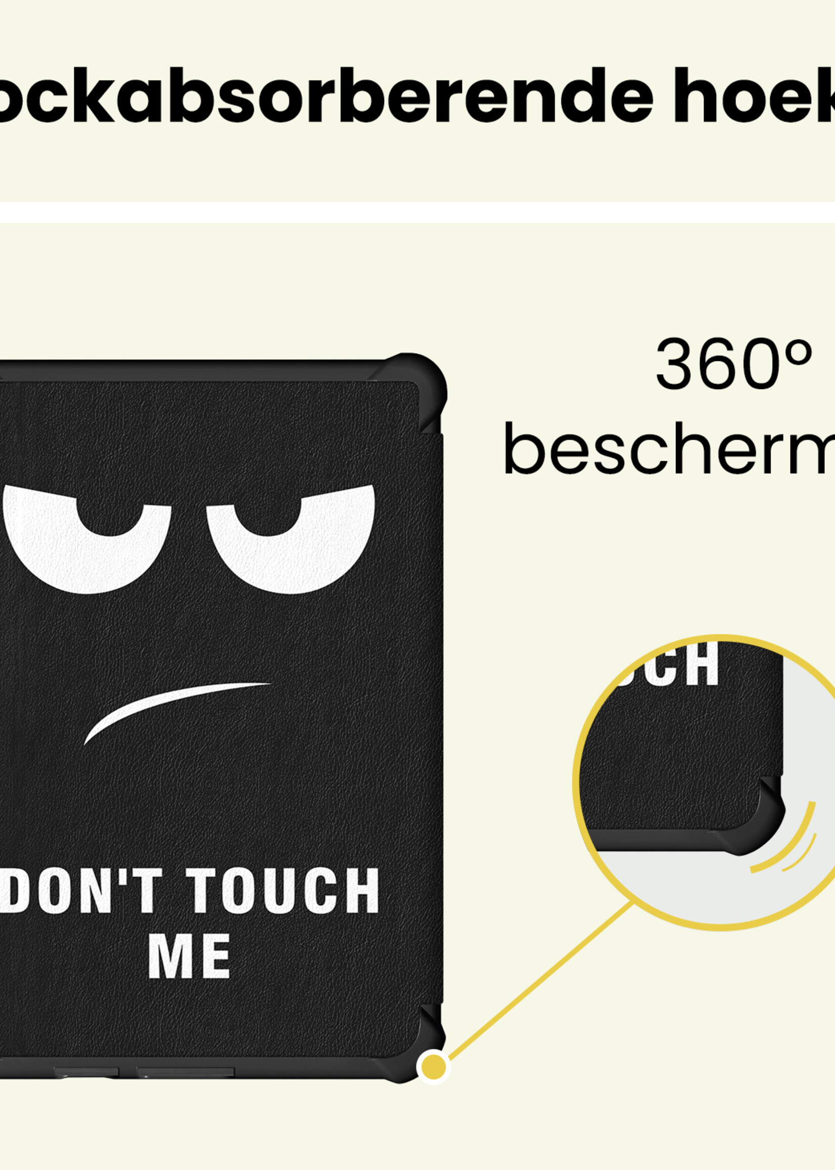 LUQ LUQ Kobo Clara HD Hoesje Trifold Met Screenprotector - Don't Touch Me