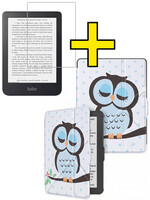 LUQ LUQ Kobo Clara HD Hoesje Trifold Met Screenprotector - Uil
