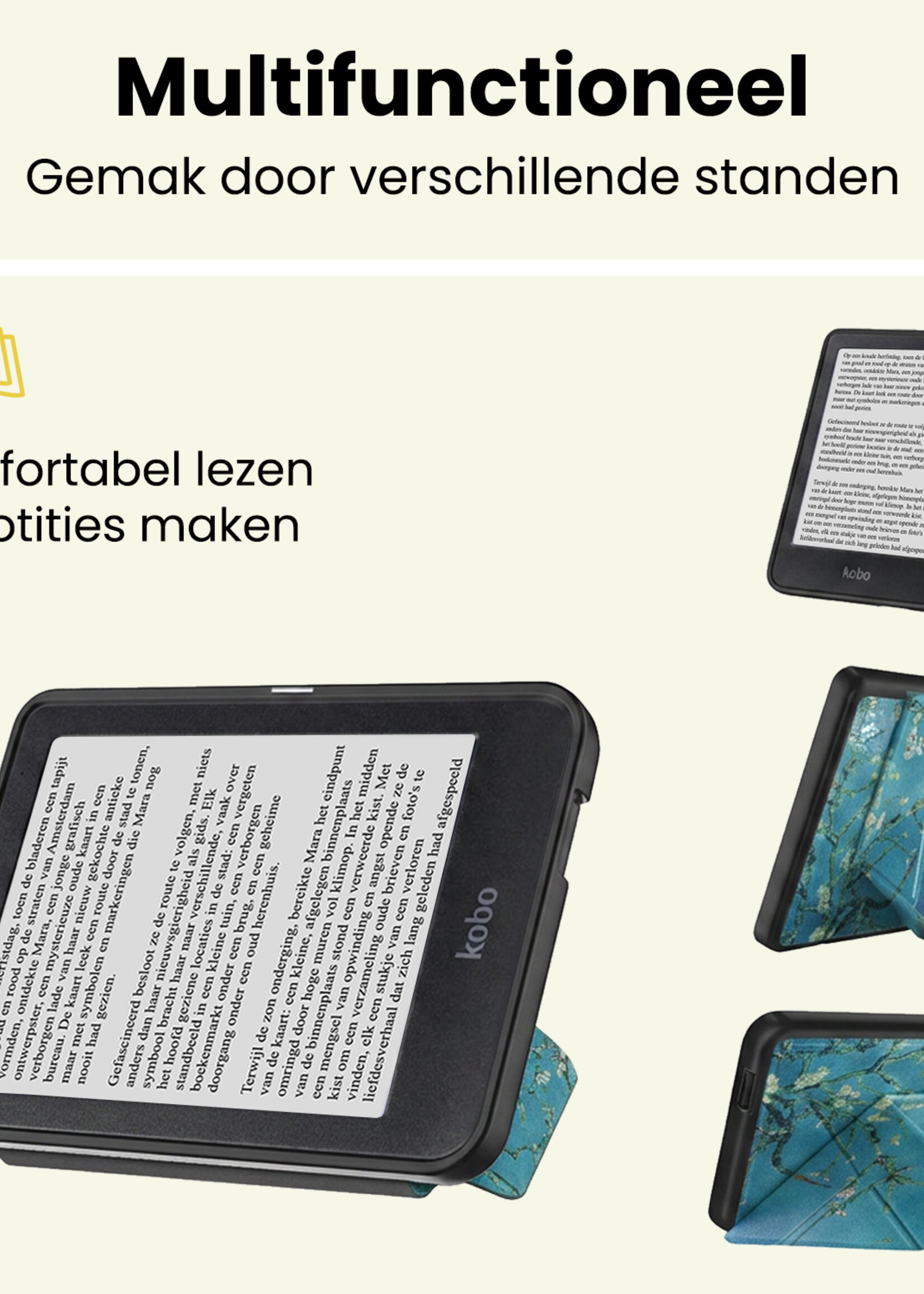 LUQ LUQ Kobo Nia Hoesje Trifold - Bloesem