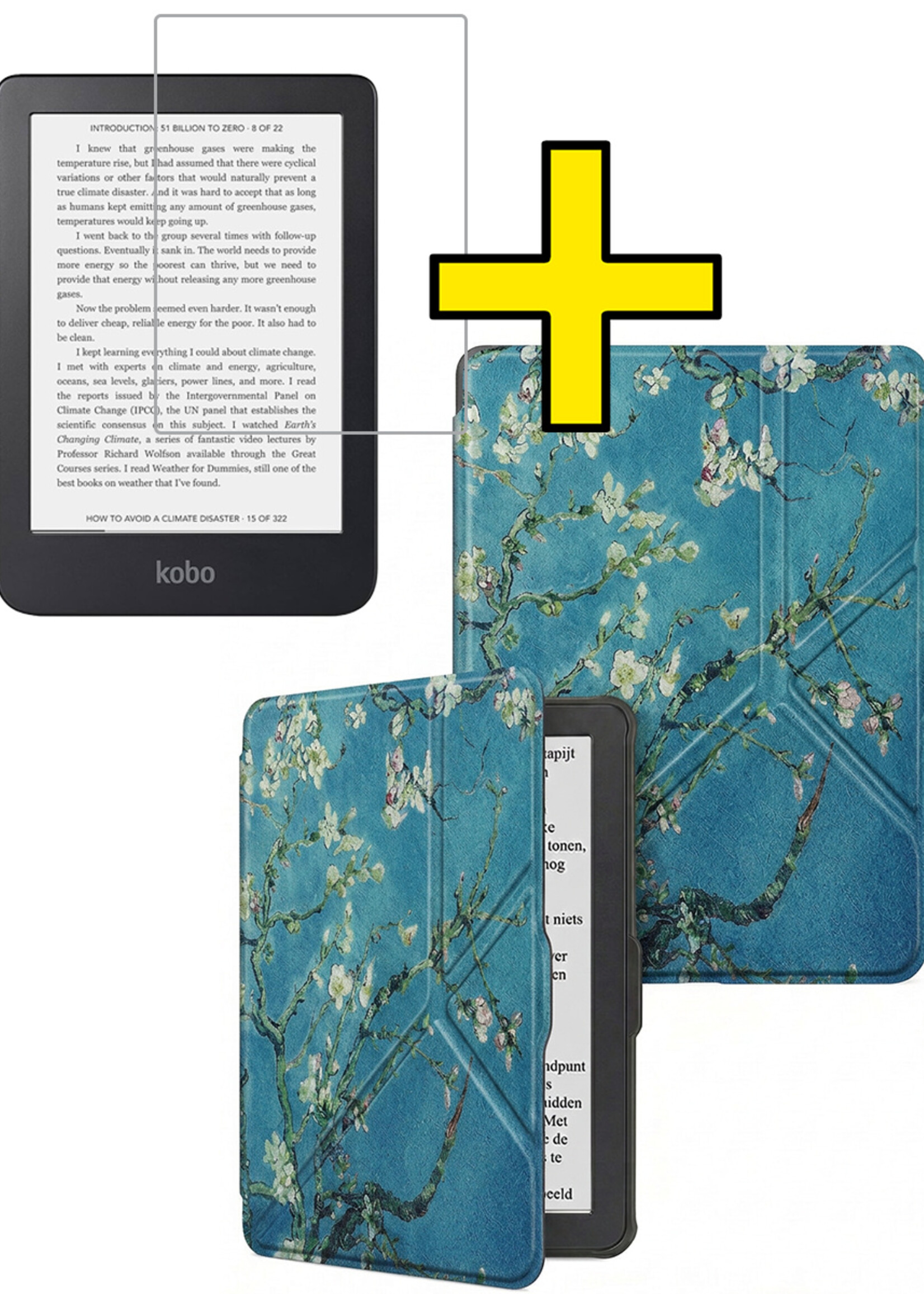 LUQ LUQ Kobo Nia Hoesje Trifold Met Screenprotector - Bloesem