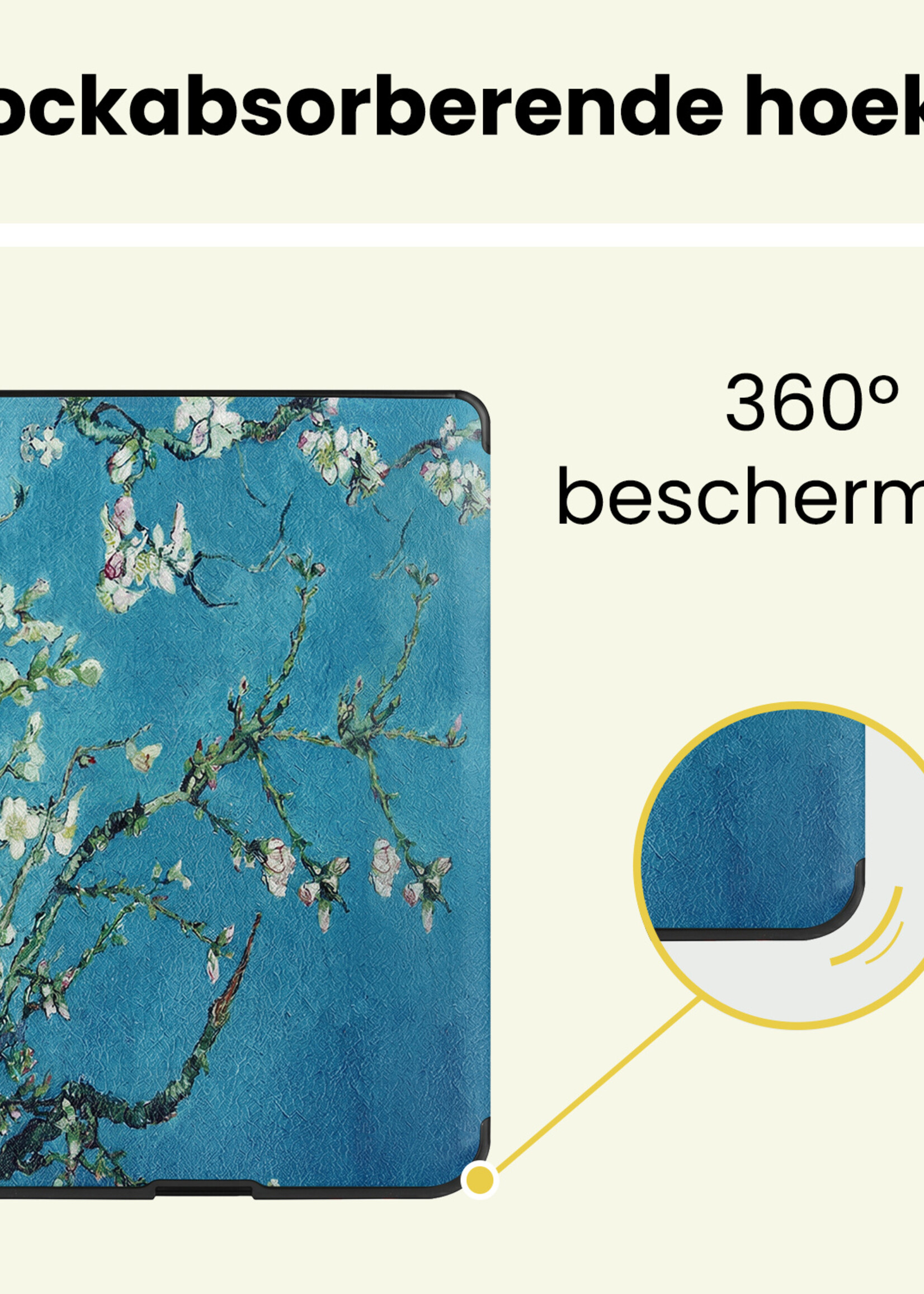 LUQ LUQ Kobo Nia Hoesje Trifold Met Screenprotector - Bloesem