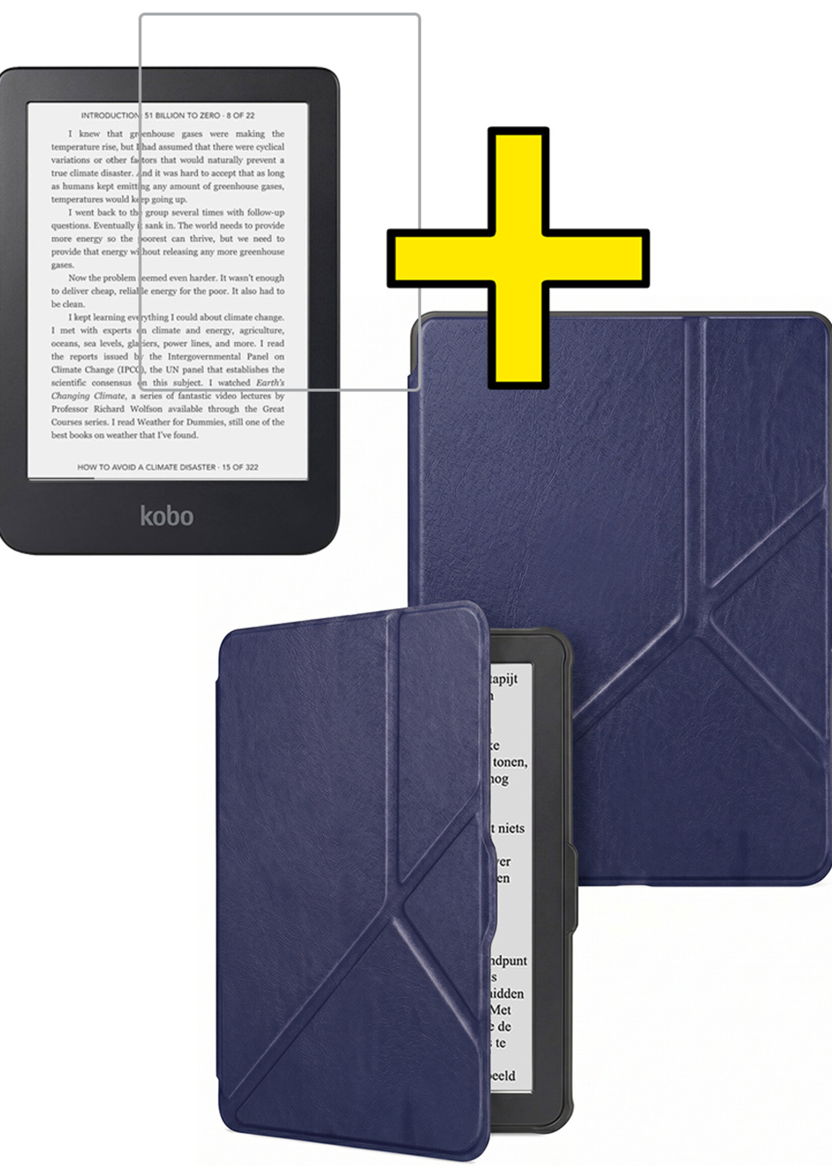 LUQ LUQ Kobo Nia Hoesje Trifold Met Screenprotector - Donkerblauw