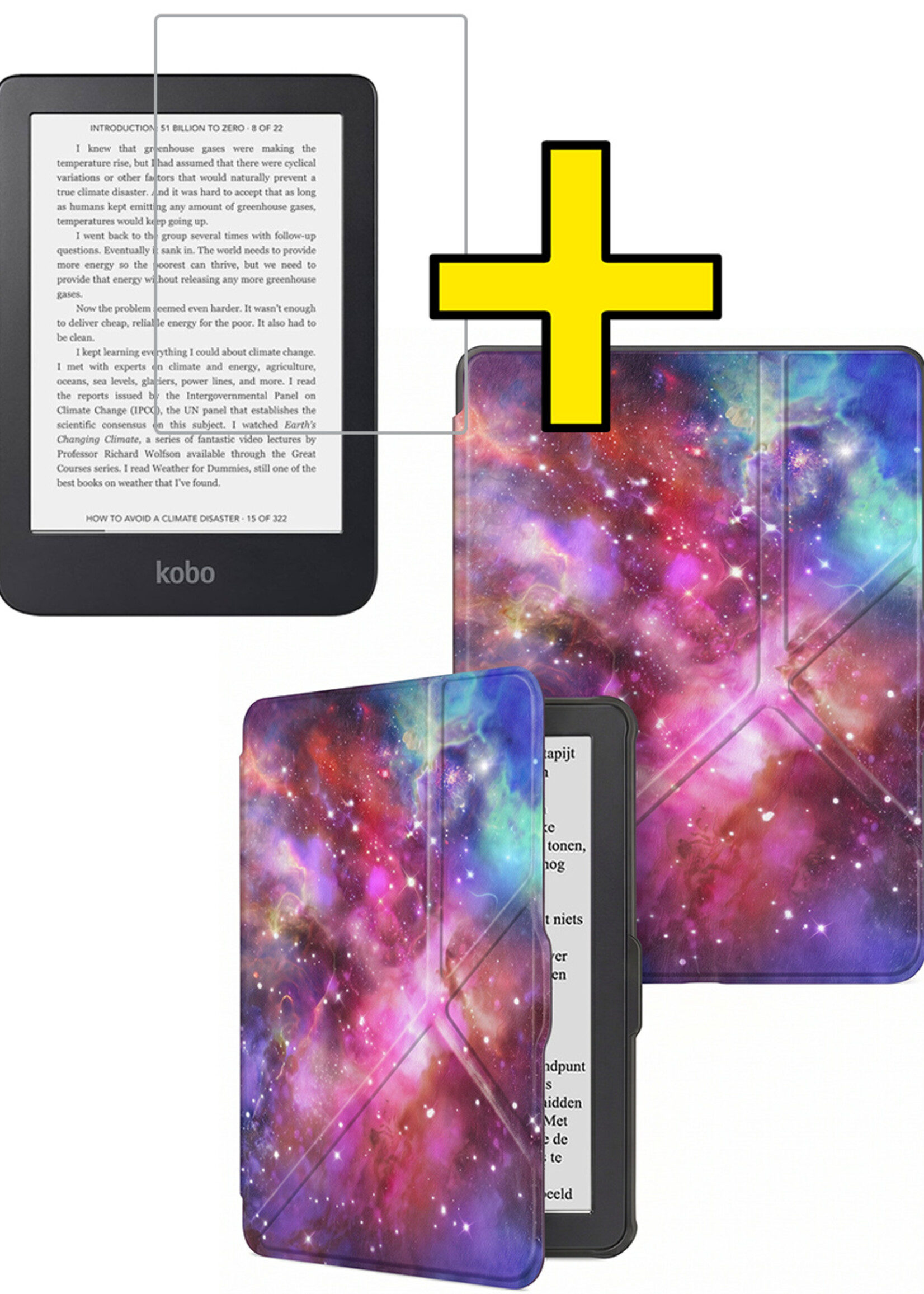 LUQ LUQ Kobo Nia Hoesje Trifold Met Screenprotector - Galaxy