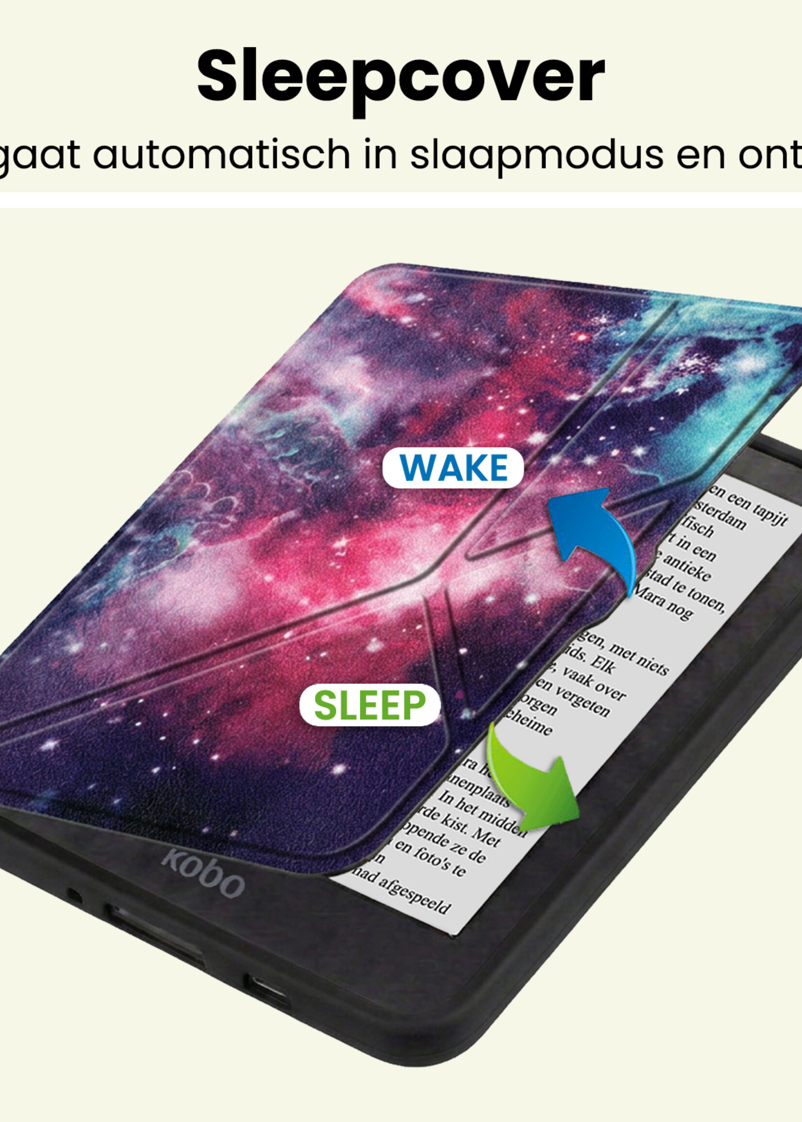 LUQ LUQ Kobo Nia Hoesje Trifold Met Screenprotector - Galaxy
