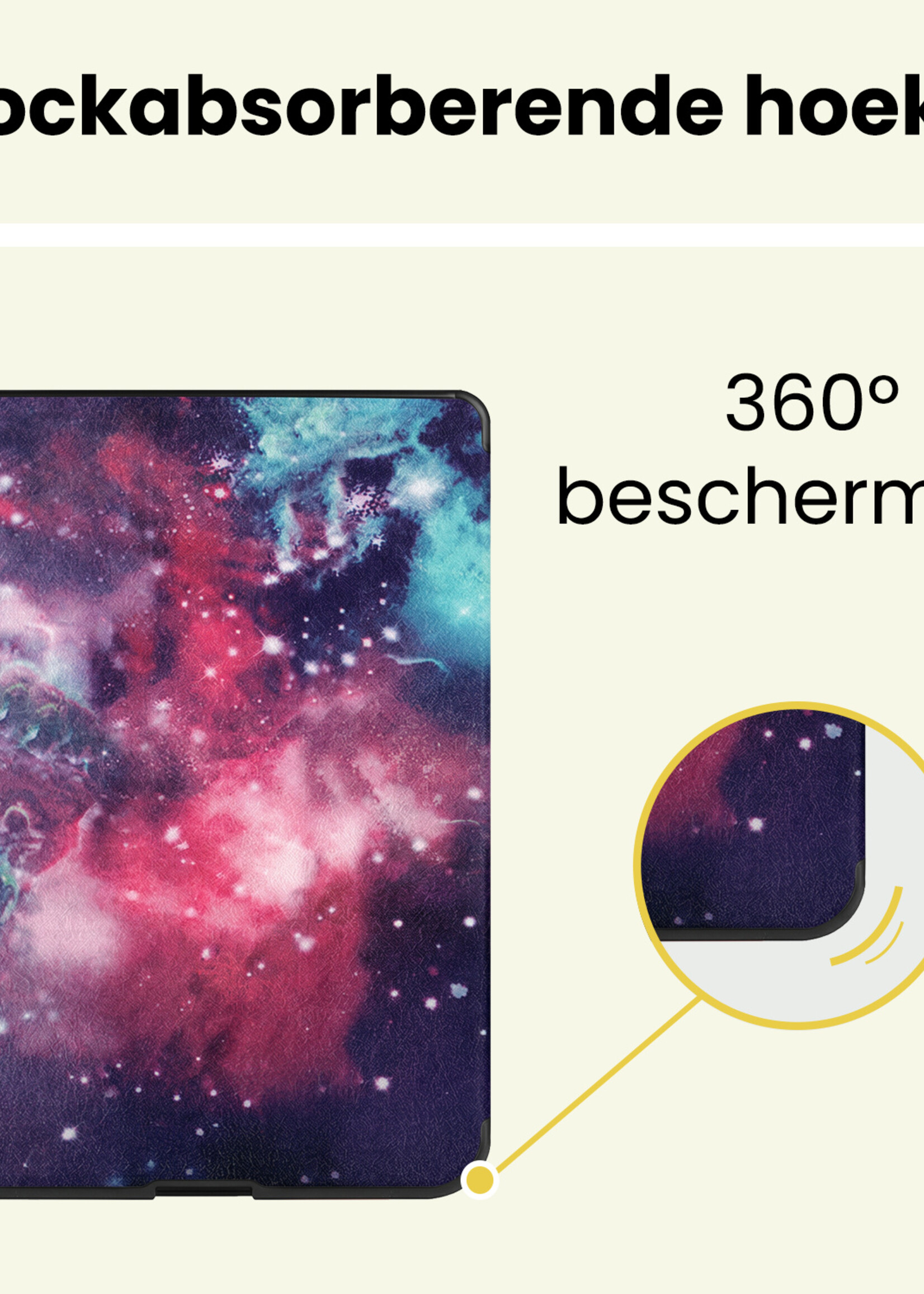 LUQ LUQ Kobo Nia Hoesje Trifold Met Screenprotector - Galaxy