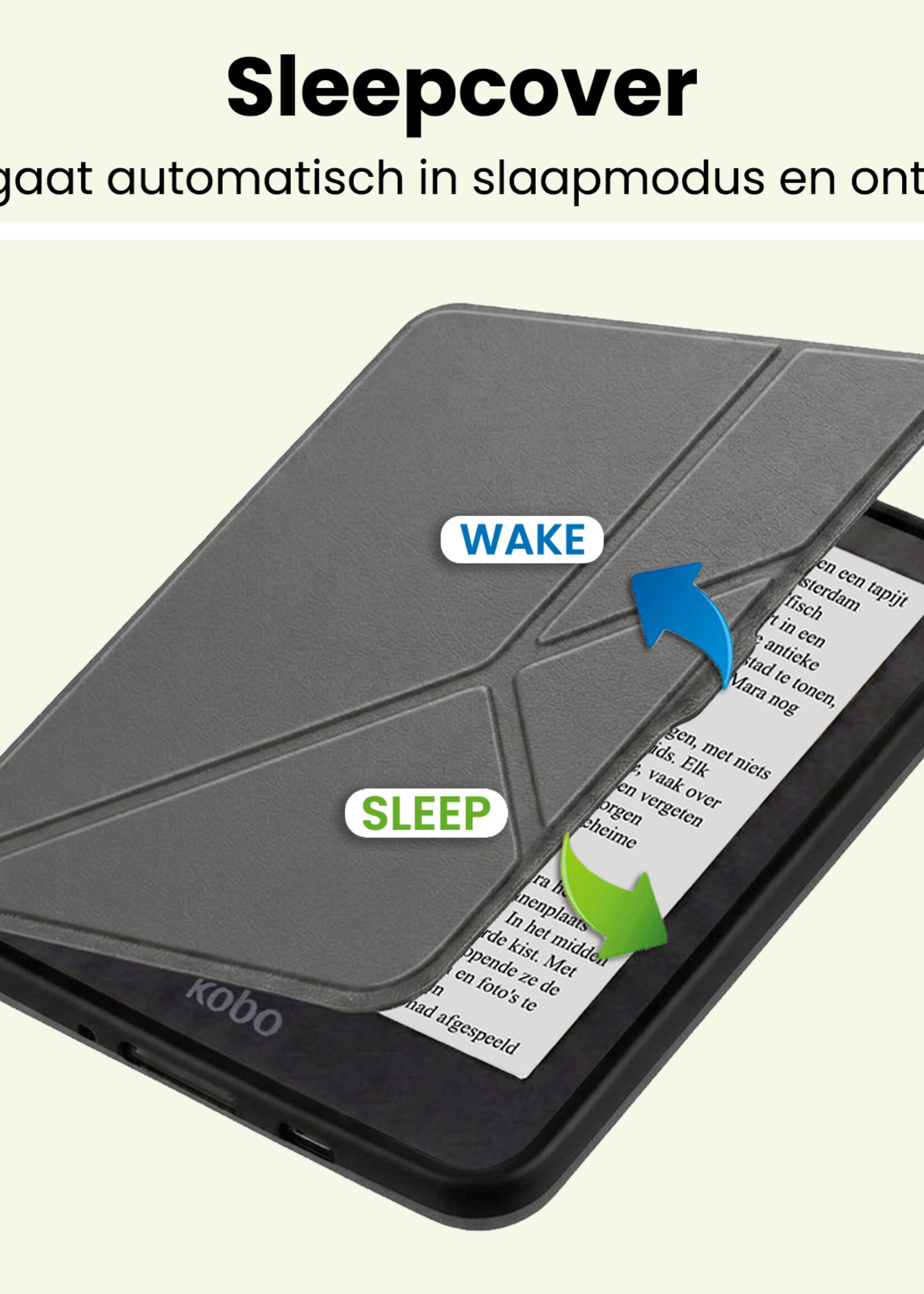 LUQ LUQ Kobo Nia Hoesje Trifold Met Screenprotector - Grijs