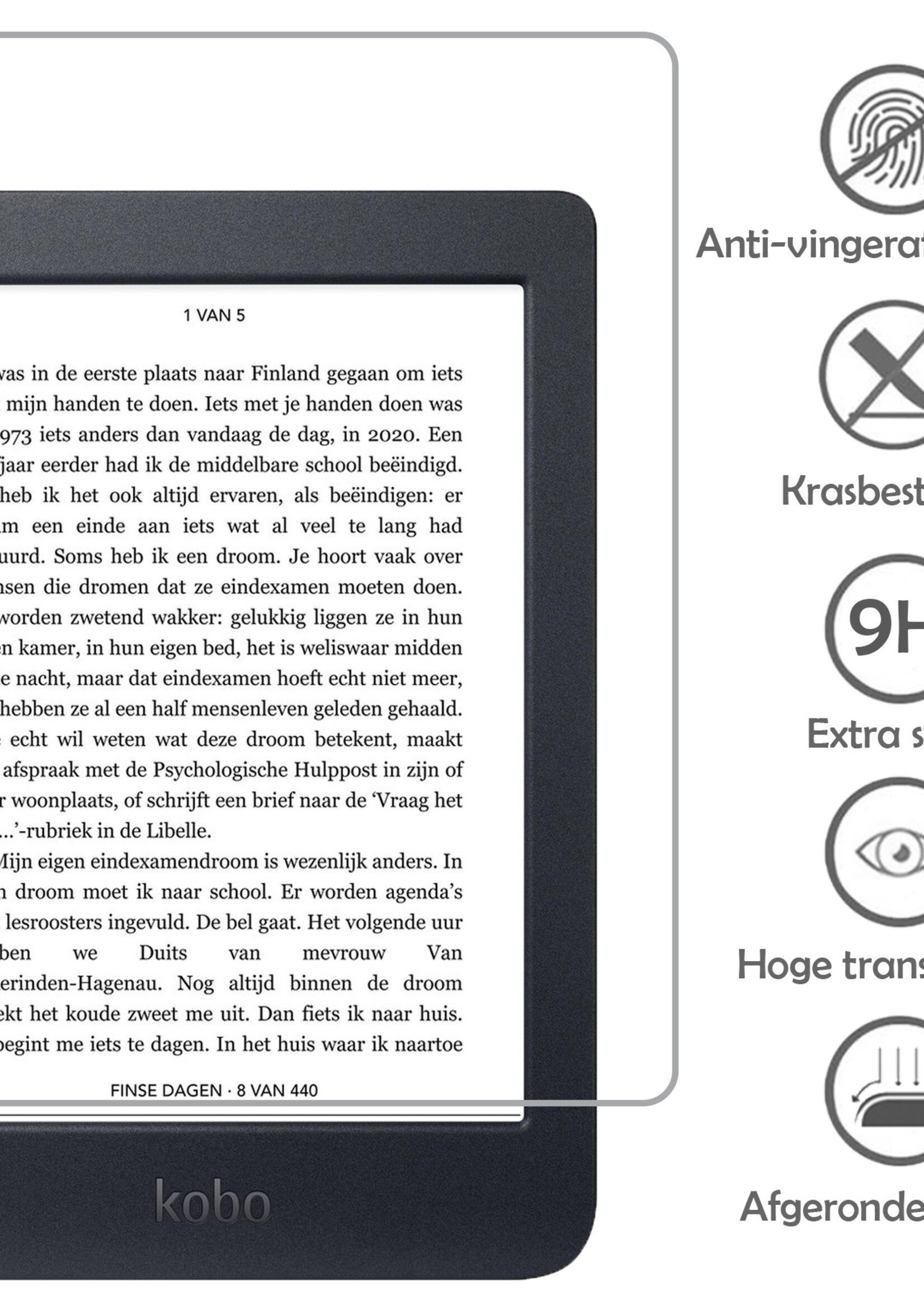 LUQ LUQ Kobo Nia Hoesje Trifold Met Screenprotector - Grijs