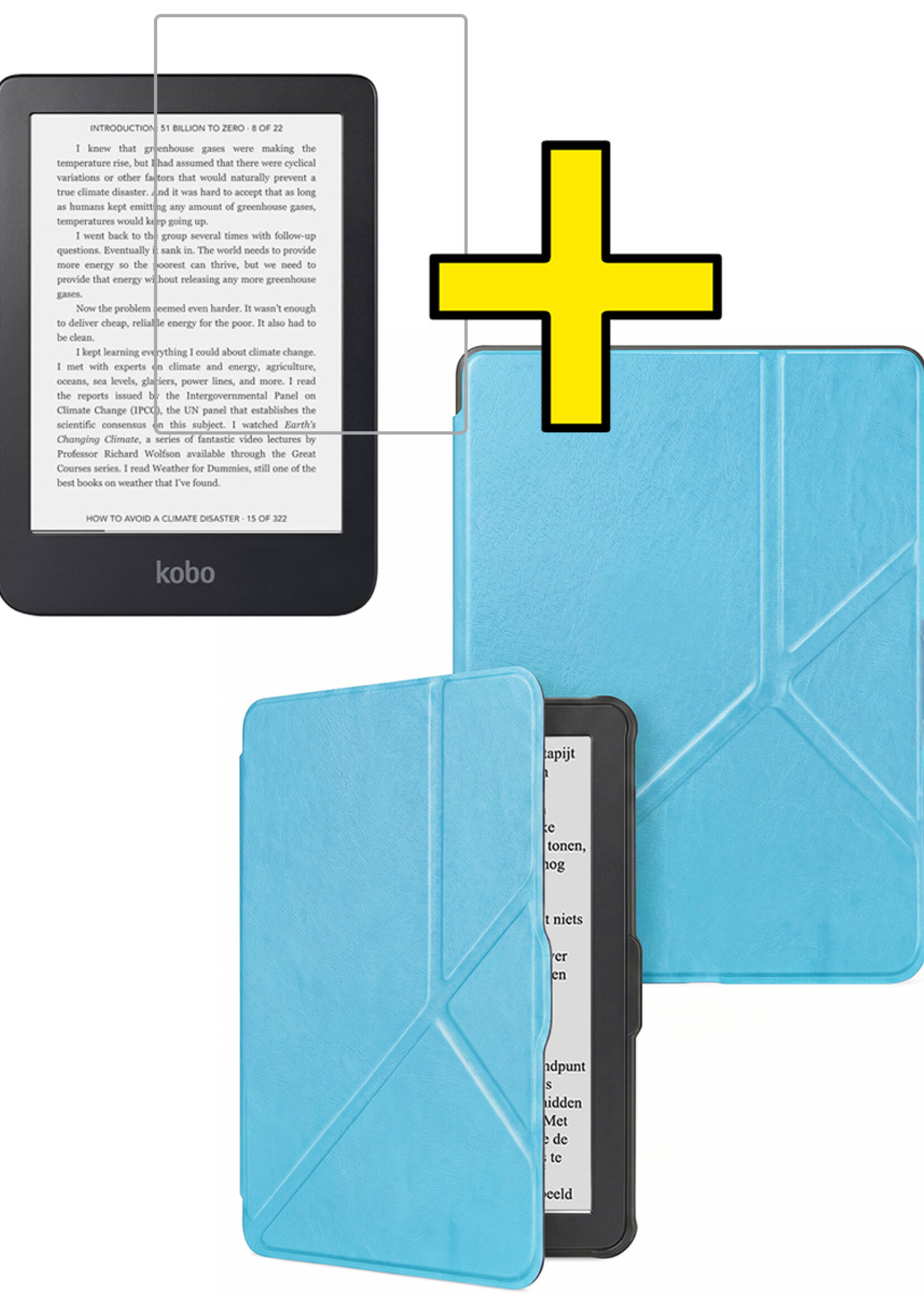 LUQ LUQ Kobo Nia Hoesje Trifold Met Screenprotector - Lichtblauw