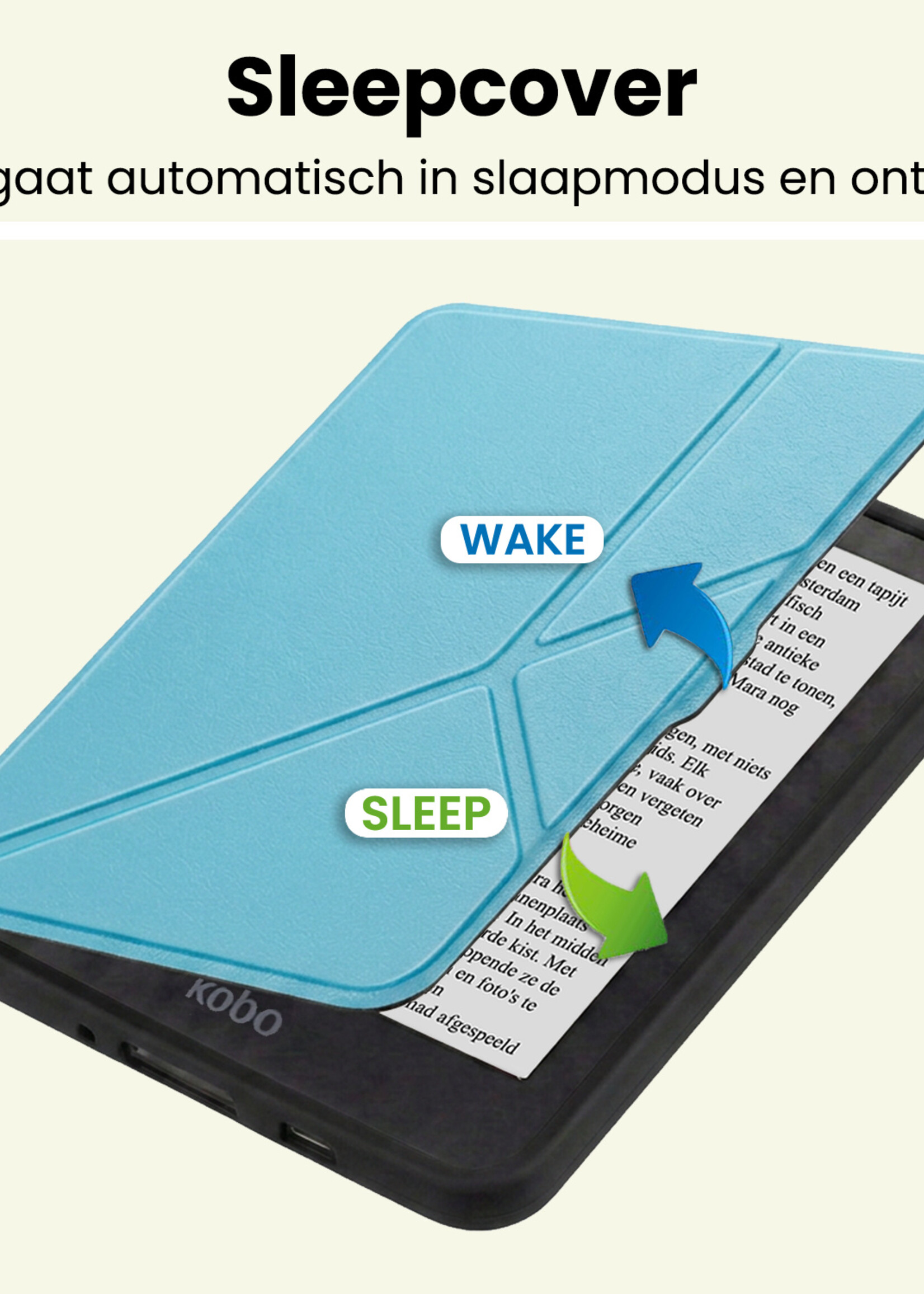 LUQ LUQ Kobo Nia Hoesje Trifold Met Screenprotector - Lichtblauw