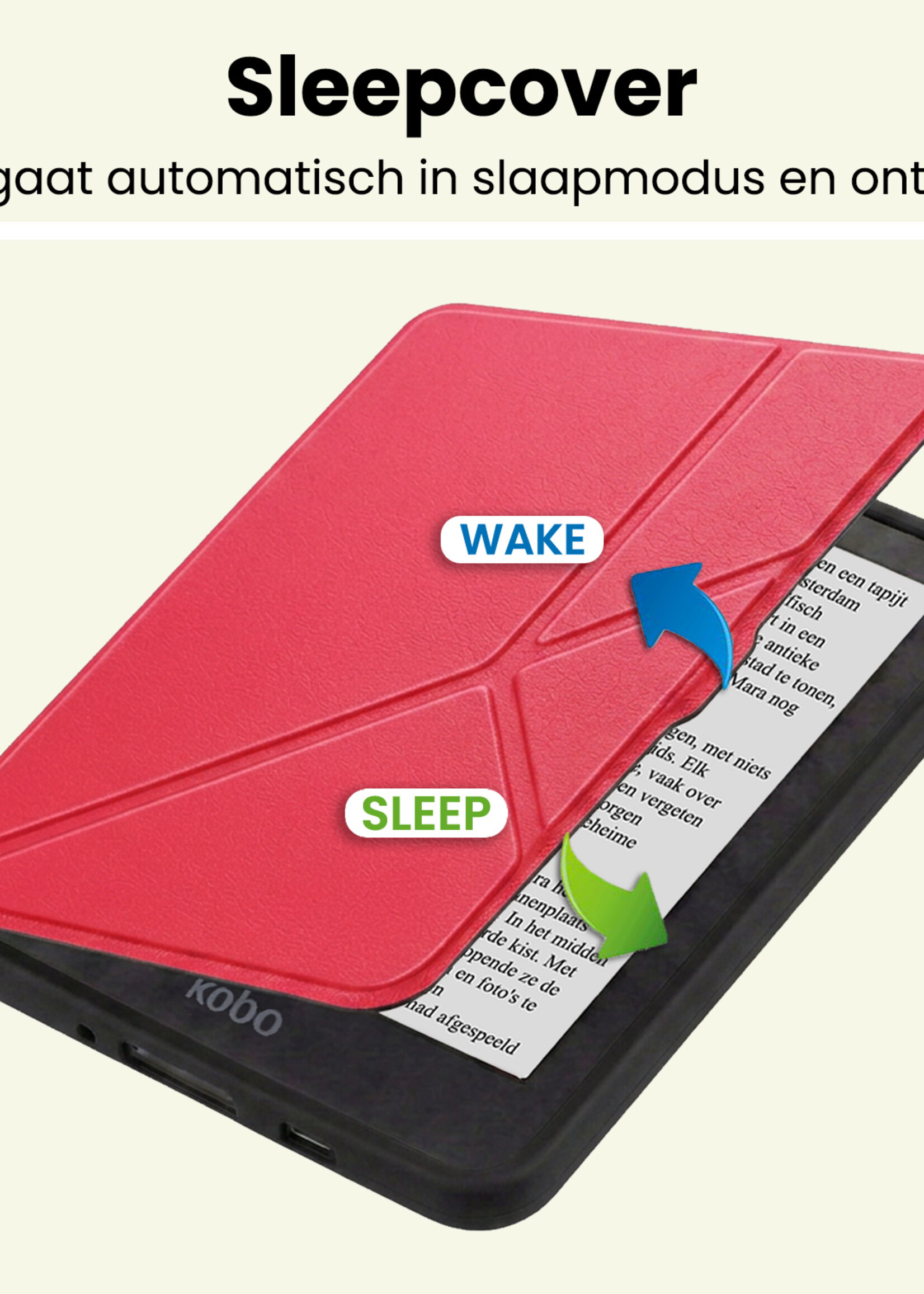 LUQ LUQ Kobo Nia Hoesje Trifold Met Screenprotector - Rood