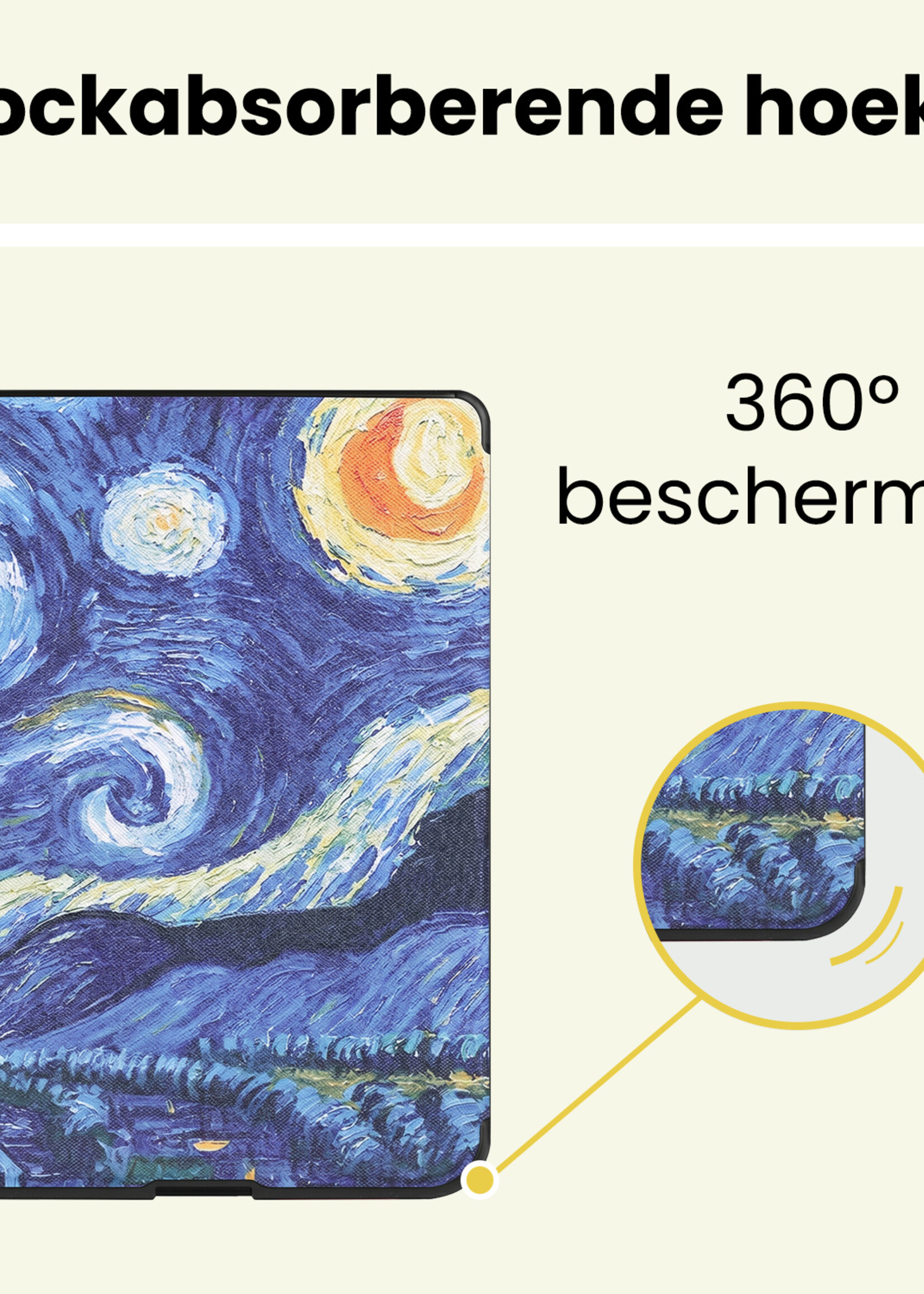 LUQ LUQ Kobo Nia Hoesje Trifold Met Screenprotector - Sterrenhemel