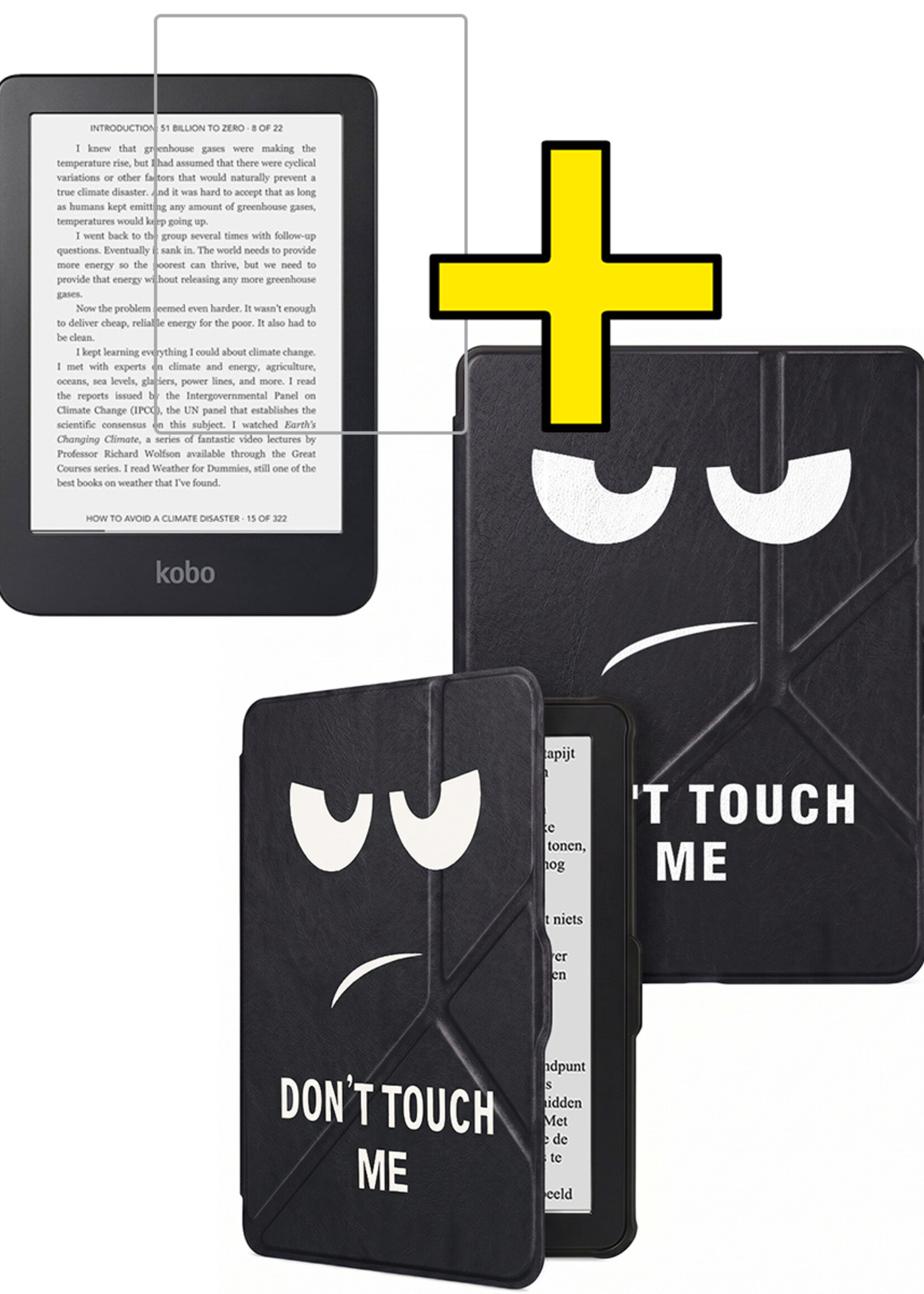 LUQ LUQ Kobo Nia Hoesje Trifold Met Screenprotector - Don't Touch Me