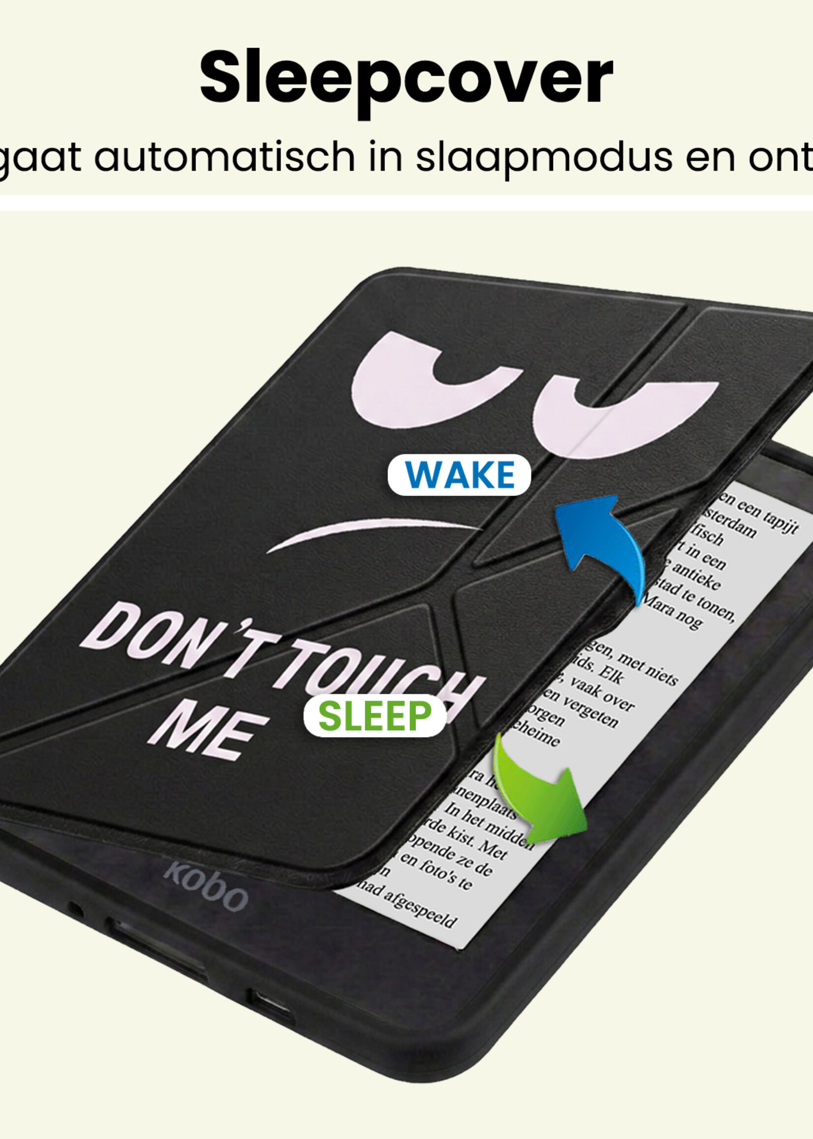 LUQ LUQ Kobo Nia Hoesje Trifold Met Screenprotector - Don't Touch Me