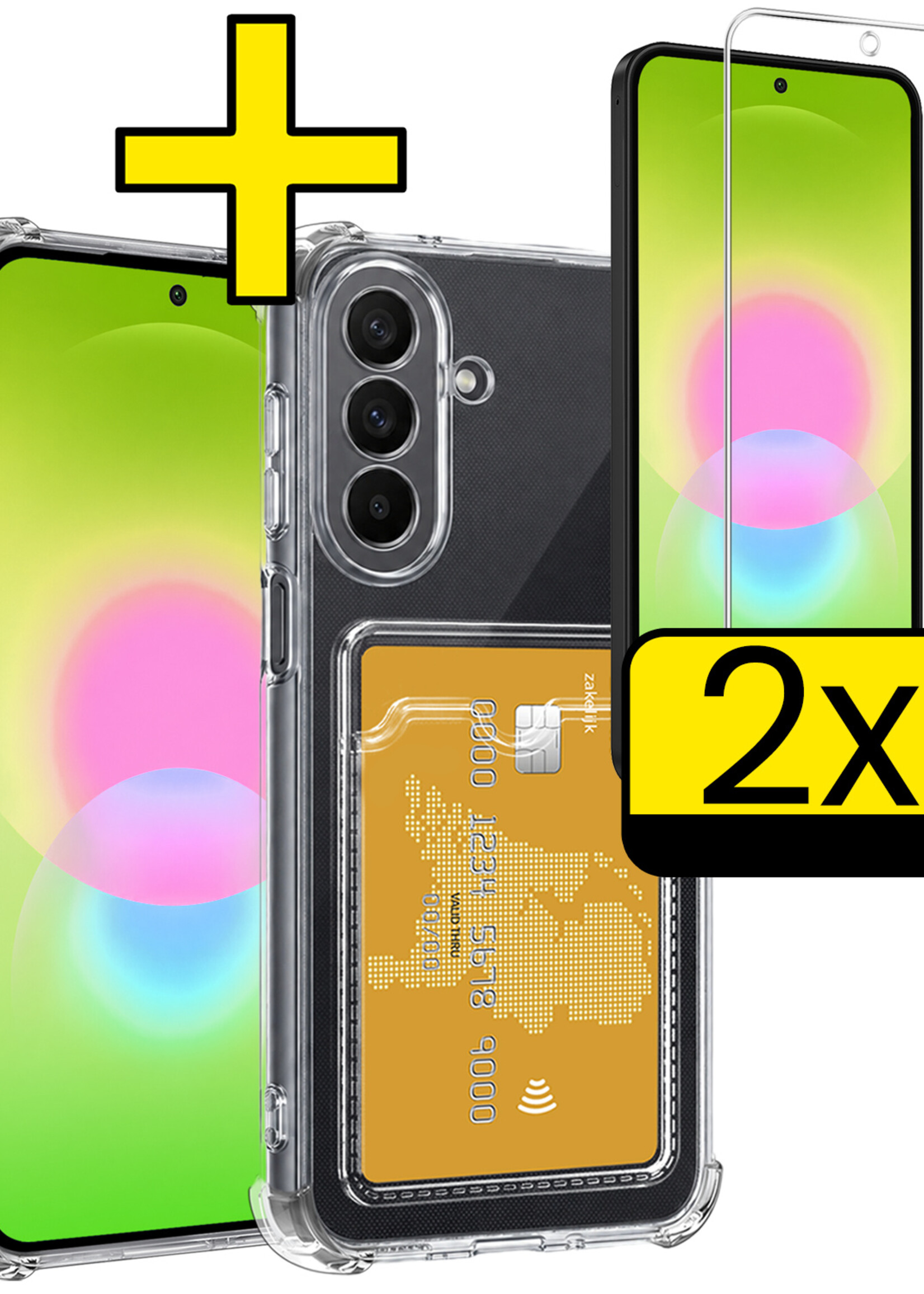 LUQ LUQ Samsung Galaxy A27 Hoesje Pashouder Met 2x Screenprotector