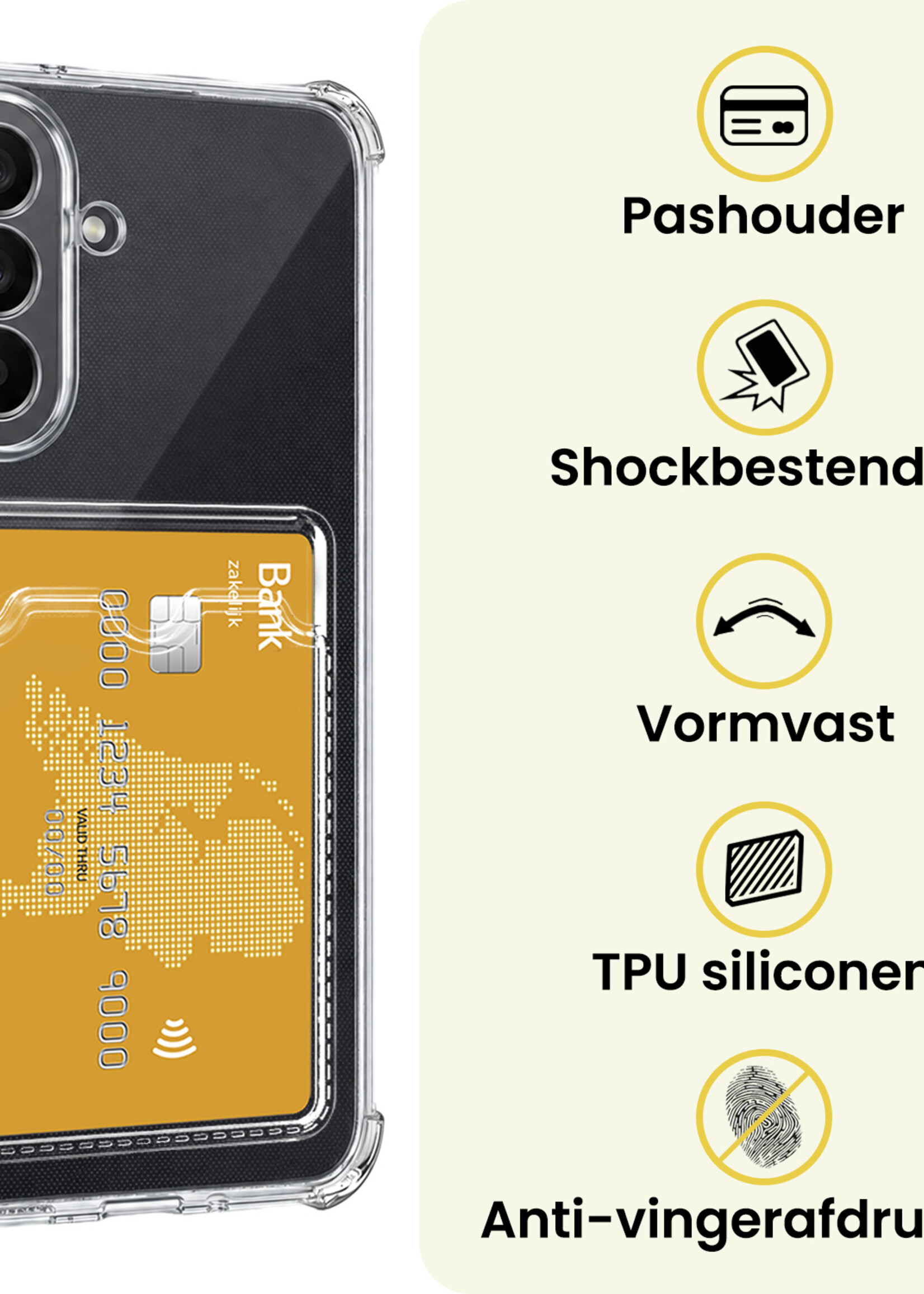 LUQ LUQ Samsung Galaxy A27 Hoesje Pashouder Met 2x Screenprotector