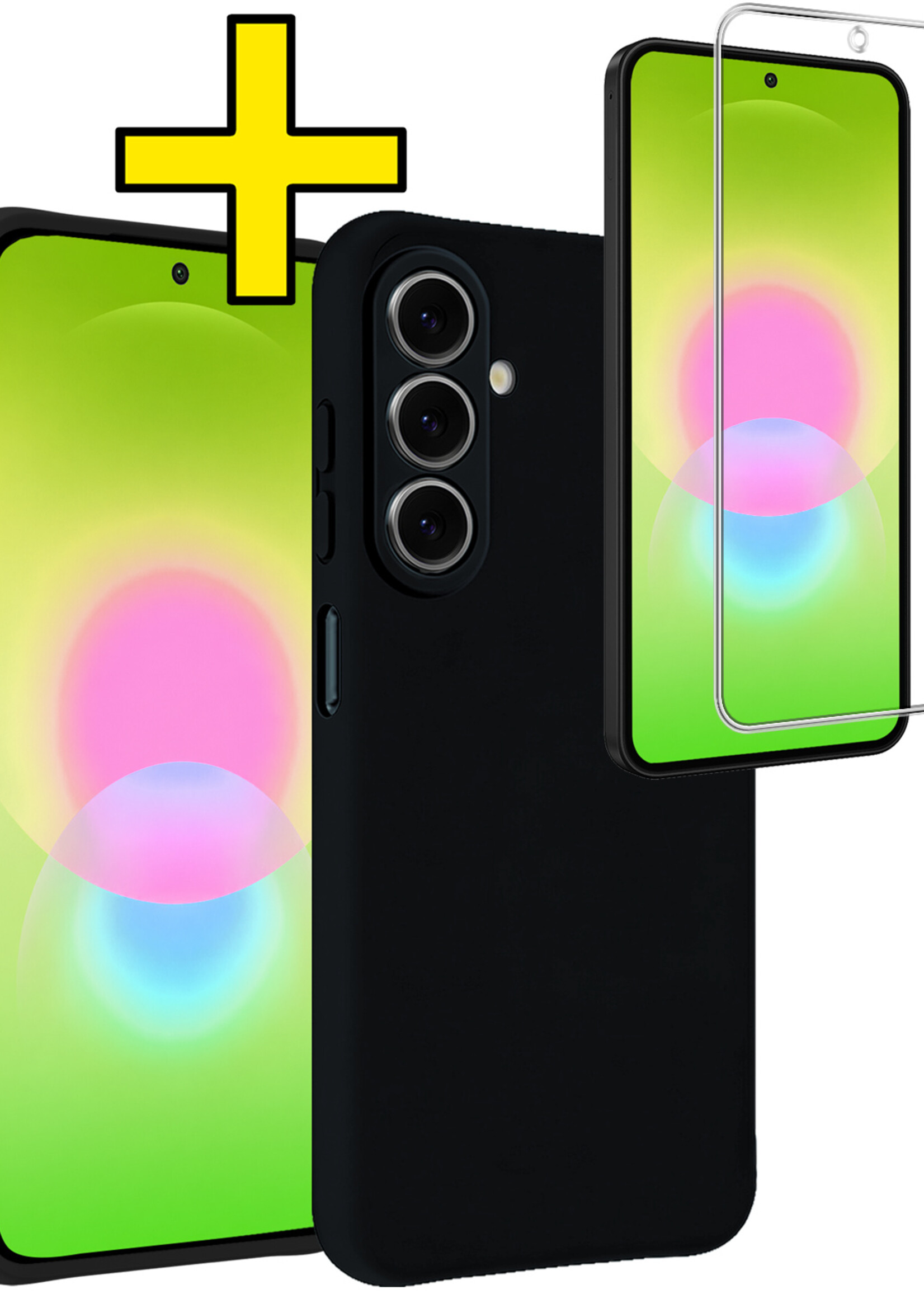 LUQ LUQ Samsung Galaxy A27 Hoesje Siliconen Met Screenprotector - Zwart