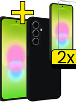 LUQ LUQ Samsung Galaxy A27 Hoesje Siliconen Met 2x Screenprotector - Zwart