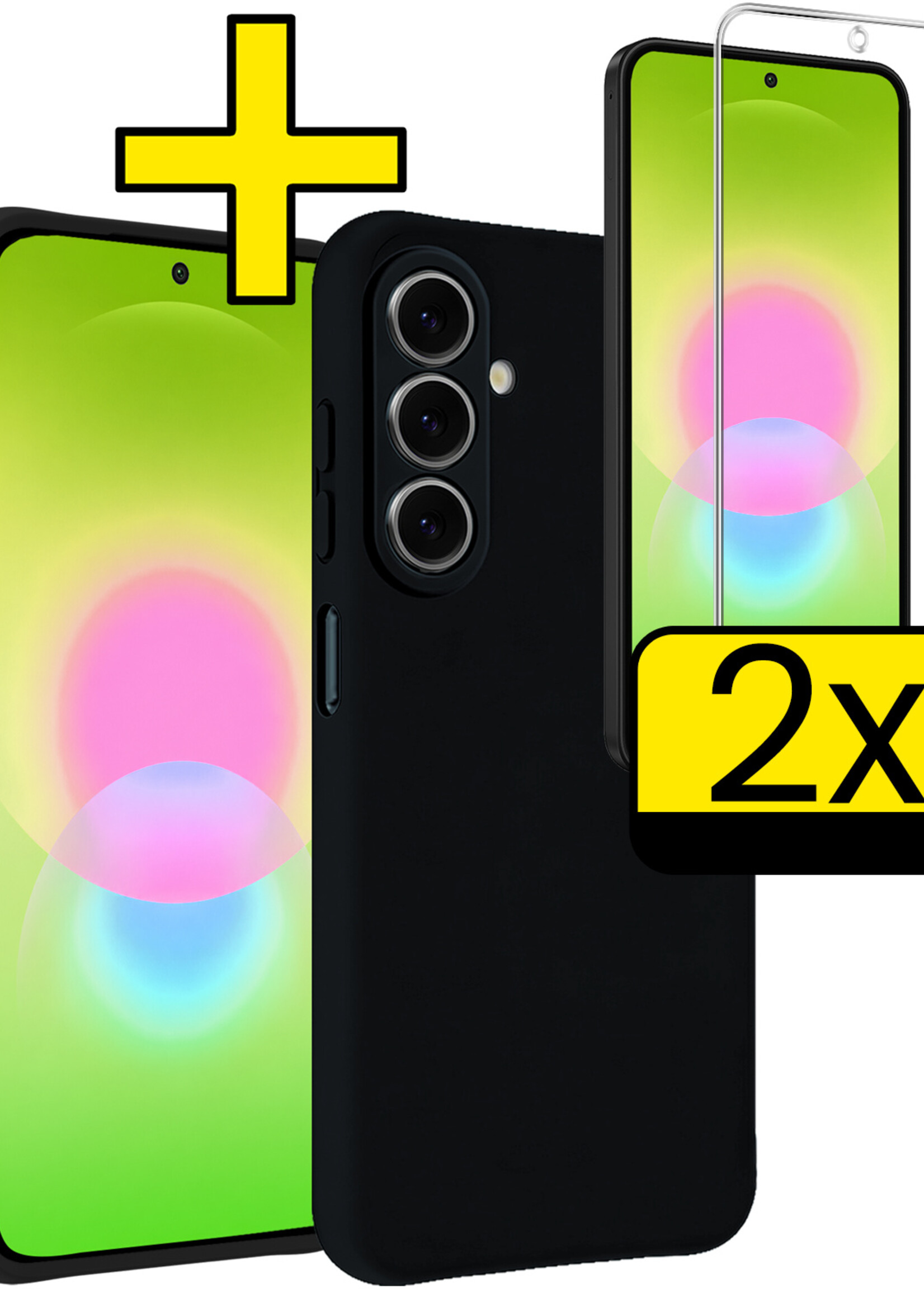 LUQ LUQ Samsung Galaxy A27 Hoesje Siliconen Met 2x Screenprotector - Zwart