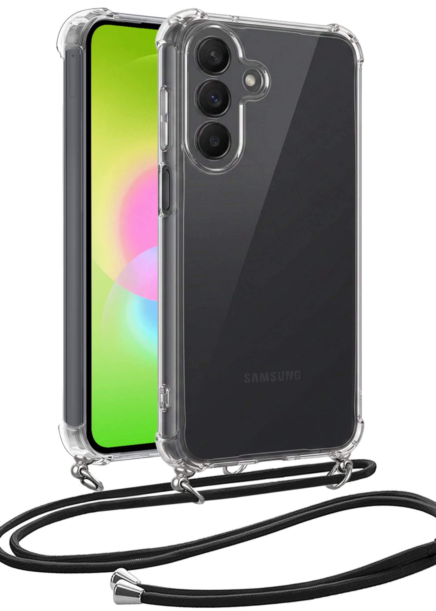 LUQ LUQ Samsung Galaxy A27 Hoesje Transparant Shockproof Met Zwart Koord