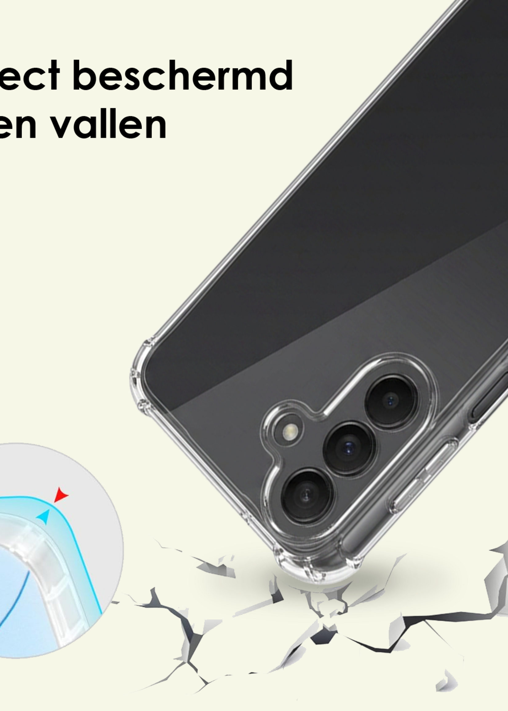 LUQ LUQ Samsung Galaxy A27 Hoesje Transparant Shockproof Met Zwart Koord