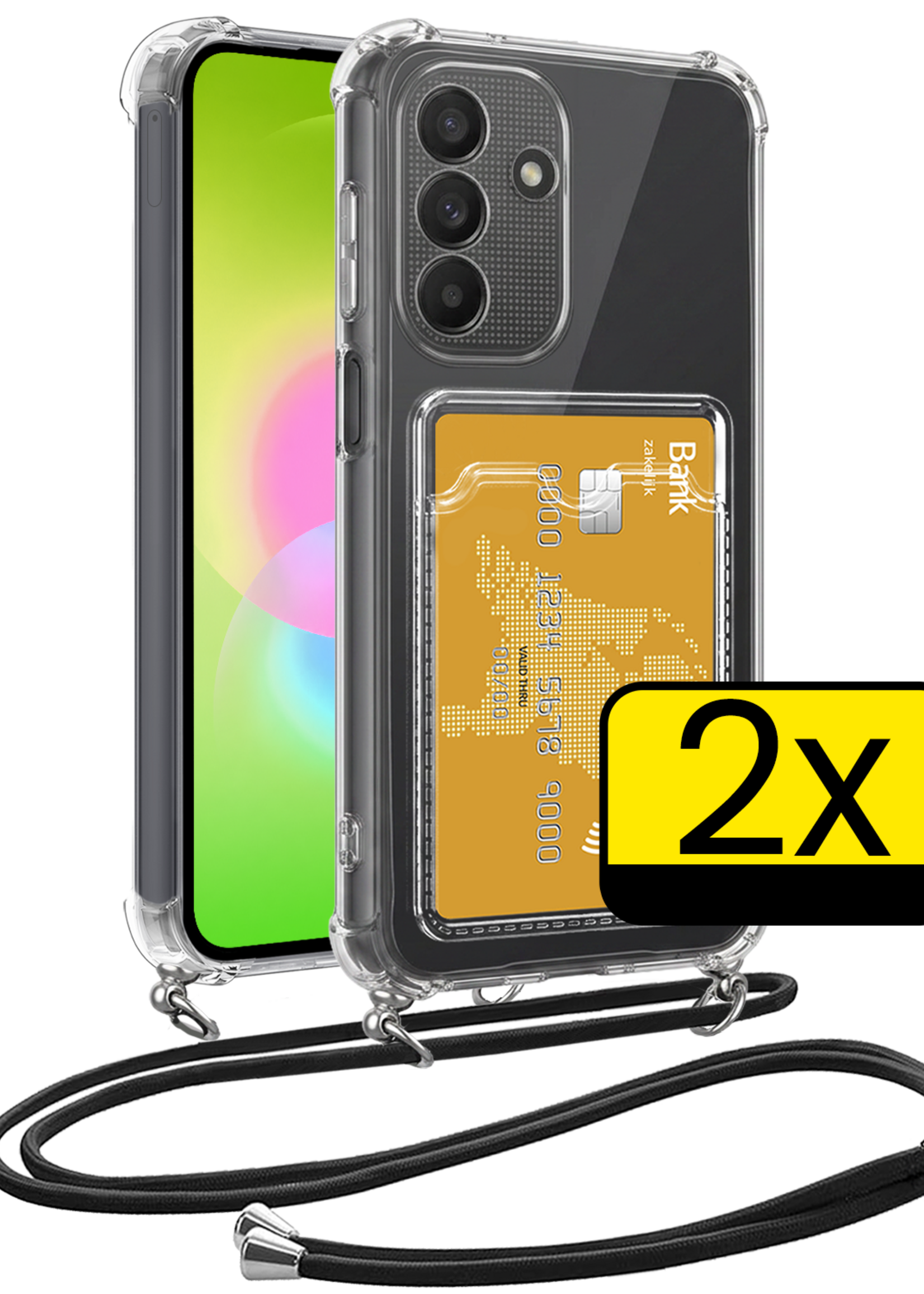 LUQ LUQ Samsung Galaxy A27 Hoesje Pashouder met Koord - 2 PACK