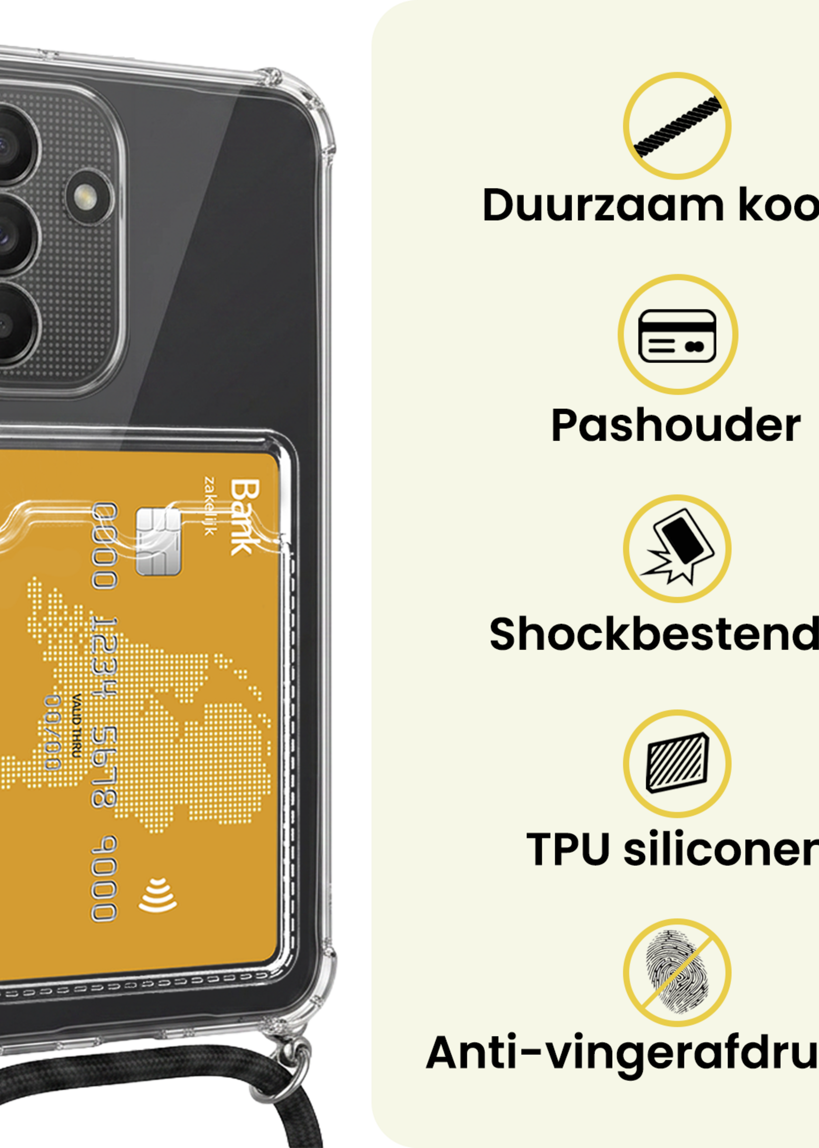 LUQ LUQ Samsung Galaxy A27 Hoesje Pashouder met Koord
