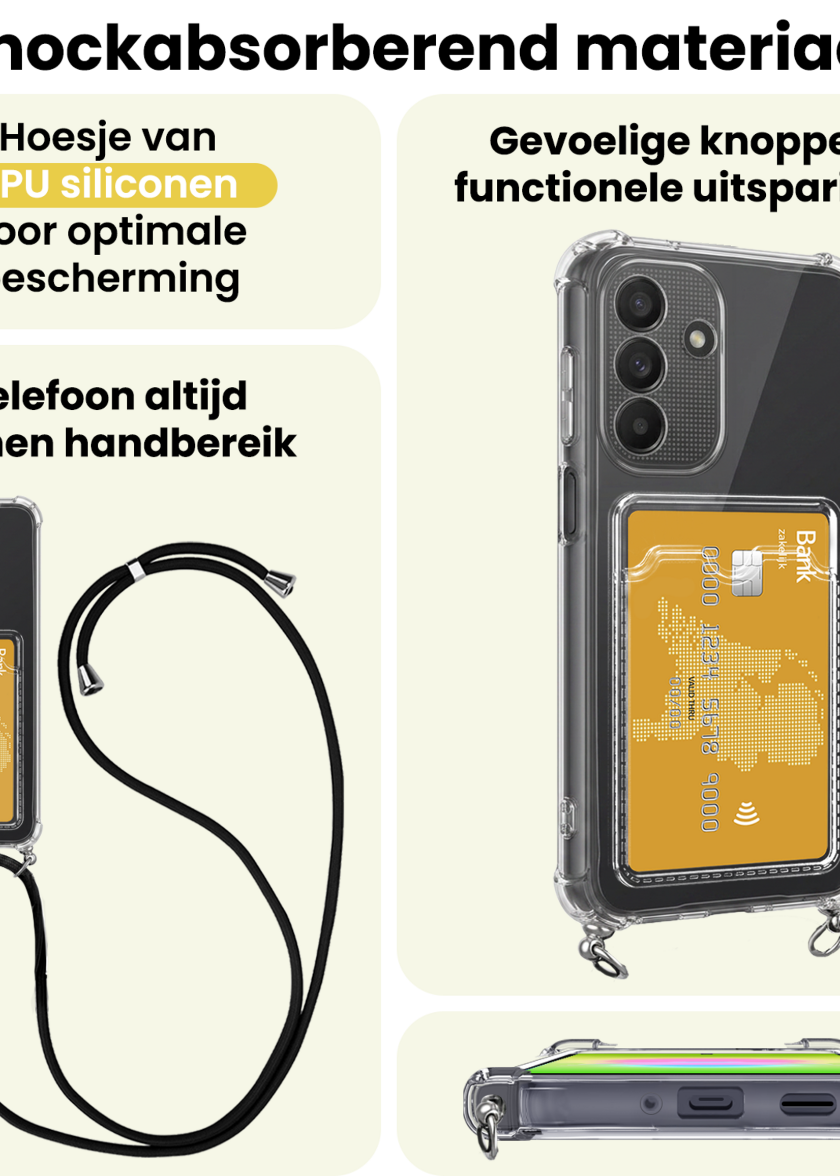 LUQ LUQ Samsung Galaxy A27 Hoesje Pashouder met Koord - 2 PACK