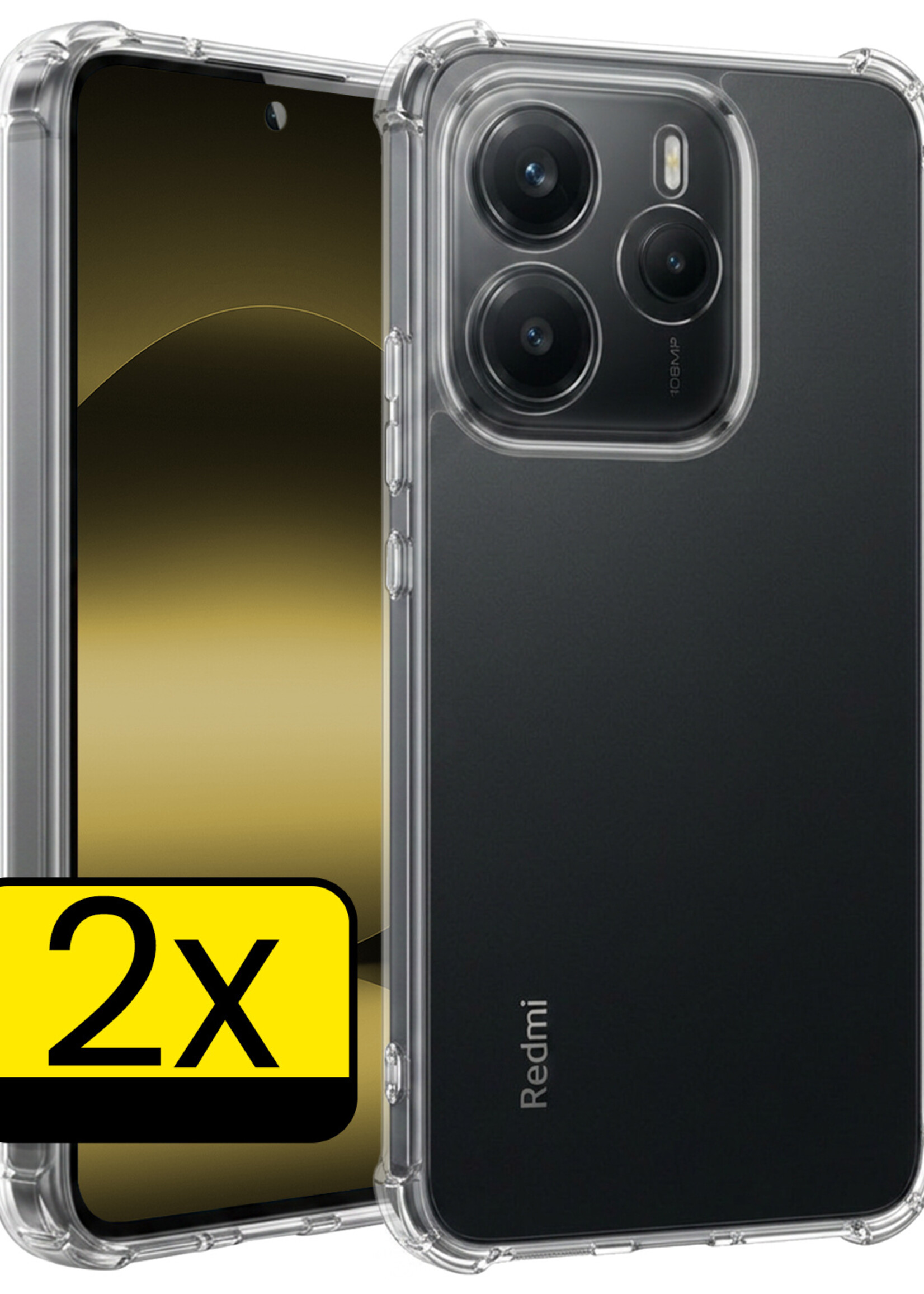 LUQ LUQ Xiaomi Redmi Note 14 5G Hoesje Shockproof - Transparant - 2 PACK