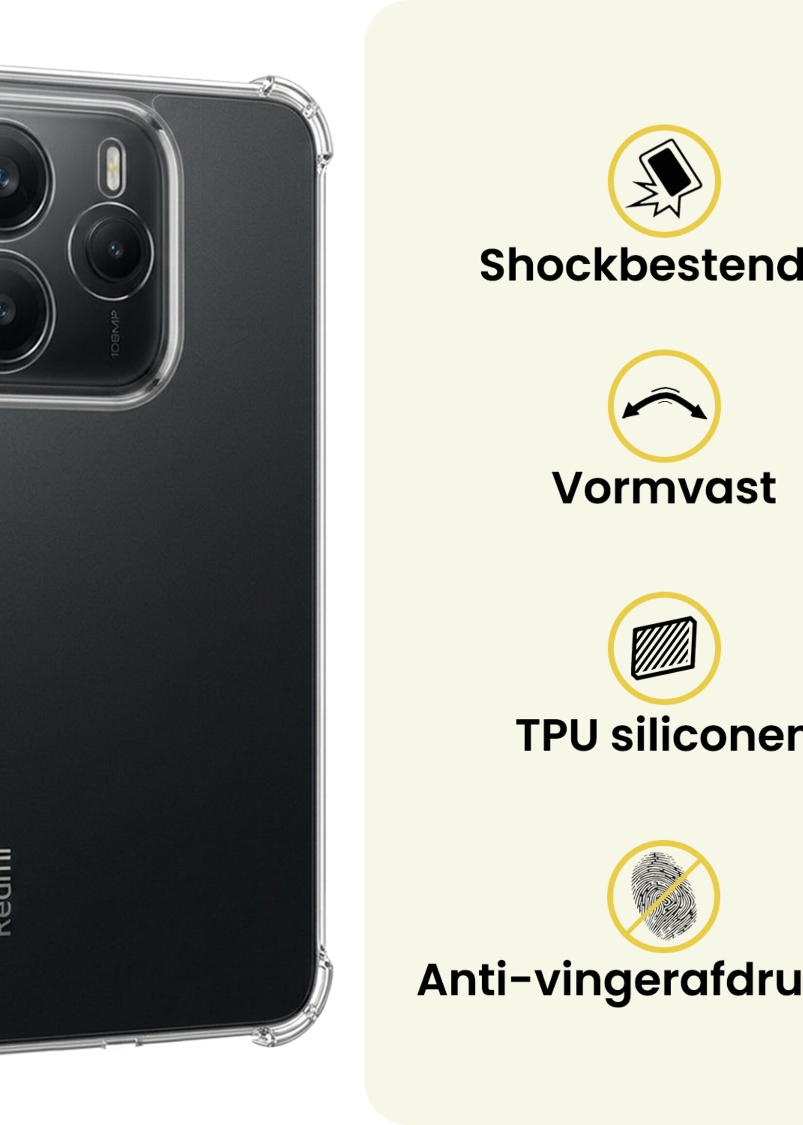 LUQ LUQ Xiaomi Redmi Note 14 5G Hoesje Shockproof - Transparant - 2 PACK