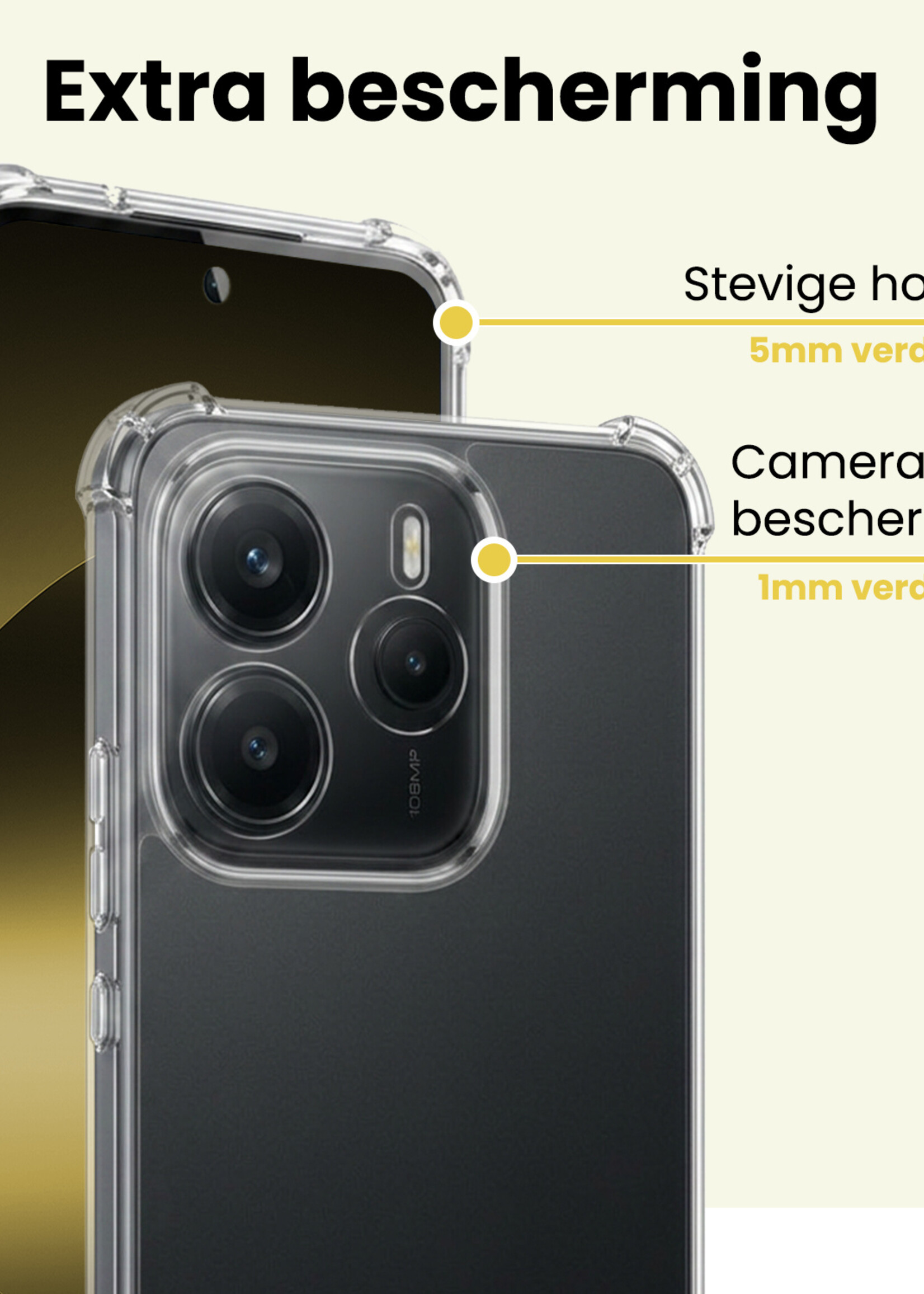LUQ LUQ Xiaomi Redmi Note 14 5G Hoesje Shockproof - Transparant - 2 PACK