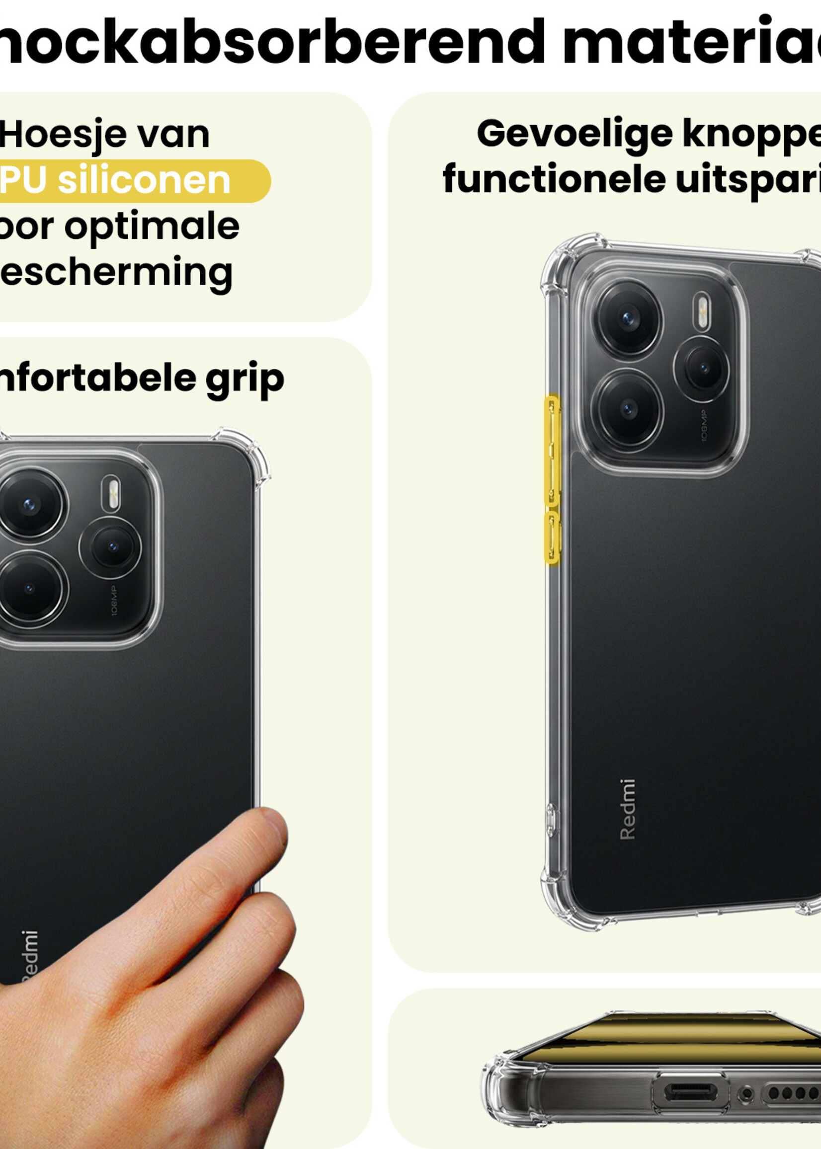 LUQ LUQ Xiaomi Redmi Note 14 5G Hoesje Shockproof - Transparant - 2 PACK
