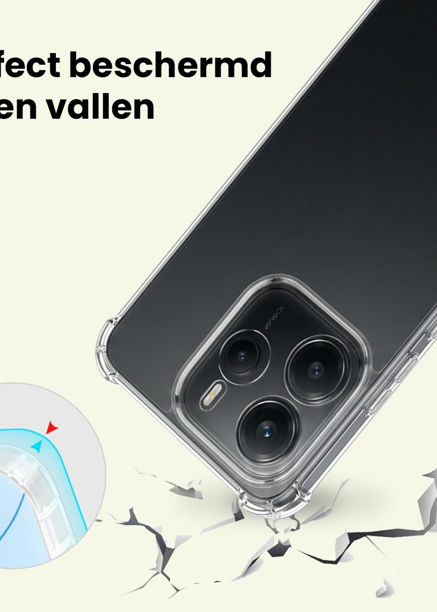 LUQ LUQ Xiaomi Redmi Note 14 5G Hoesje Shockproof - Transparant - 2 PACK