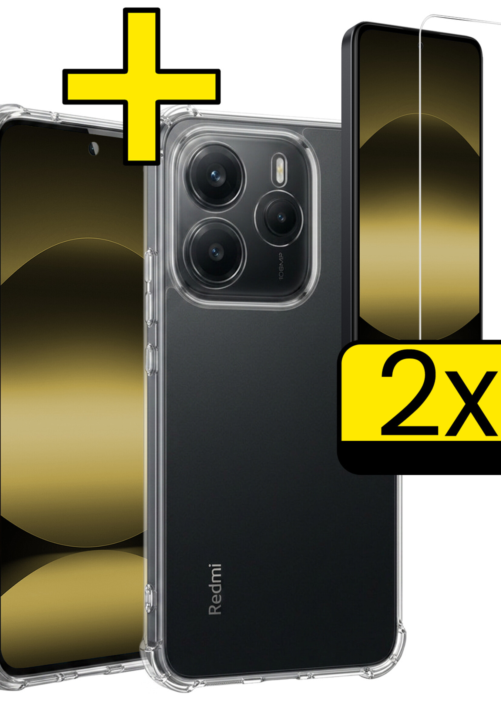 LUQ LUQ Xiaomi Redmi Note 14 5G Hoesje Shockproof Met 2x Screenprotector